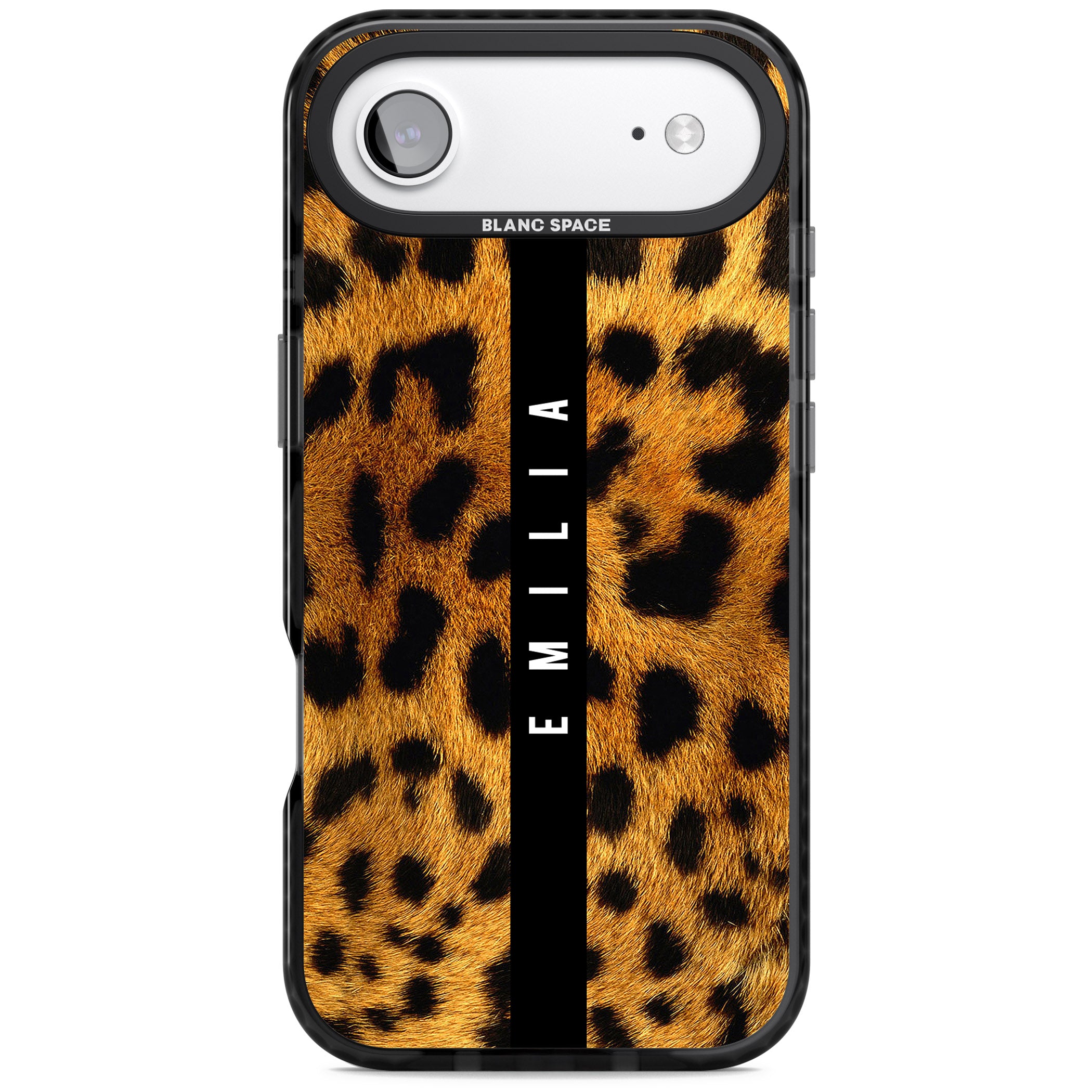 Personalised Leopard Print iPhone 17 Air Impact Black Phone Case