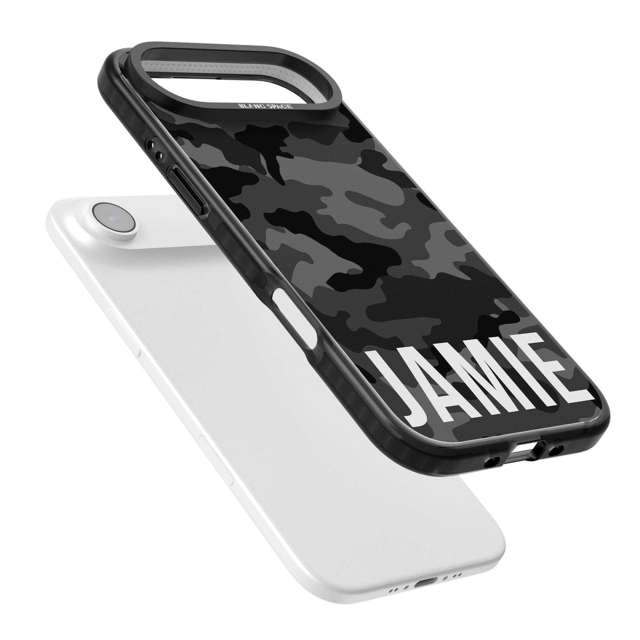Personalised Black Camo Name Horizontal iPhone 17 Air Impact Black Phone Case Colours