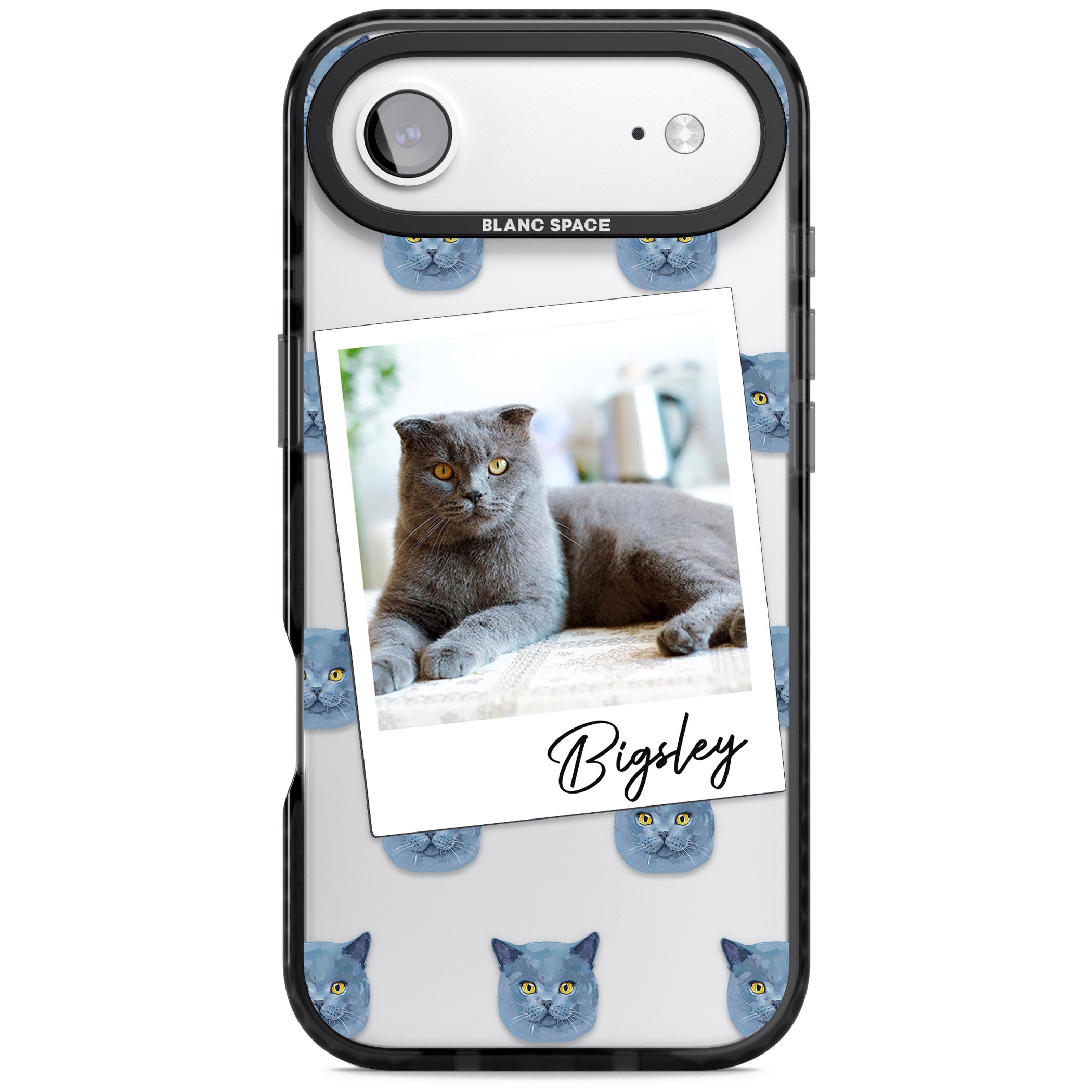 Personalised English Blue Cat Photo iPhone 17 Air Impact Black Phone Case