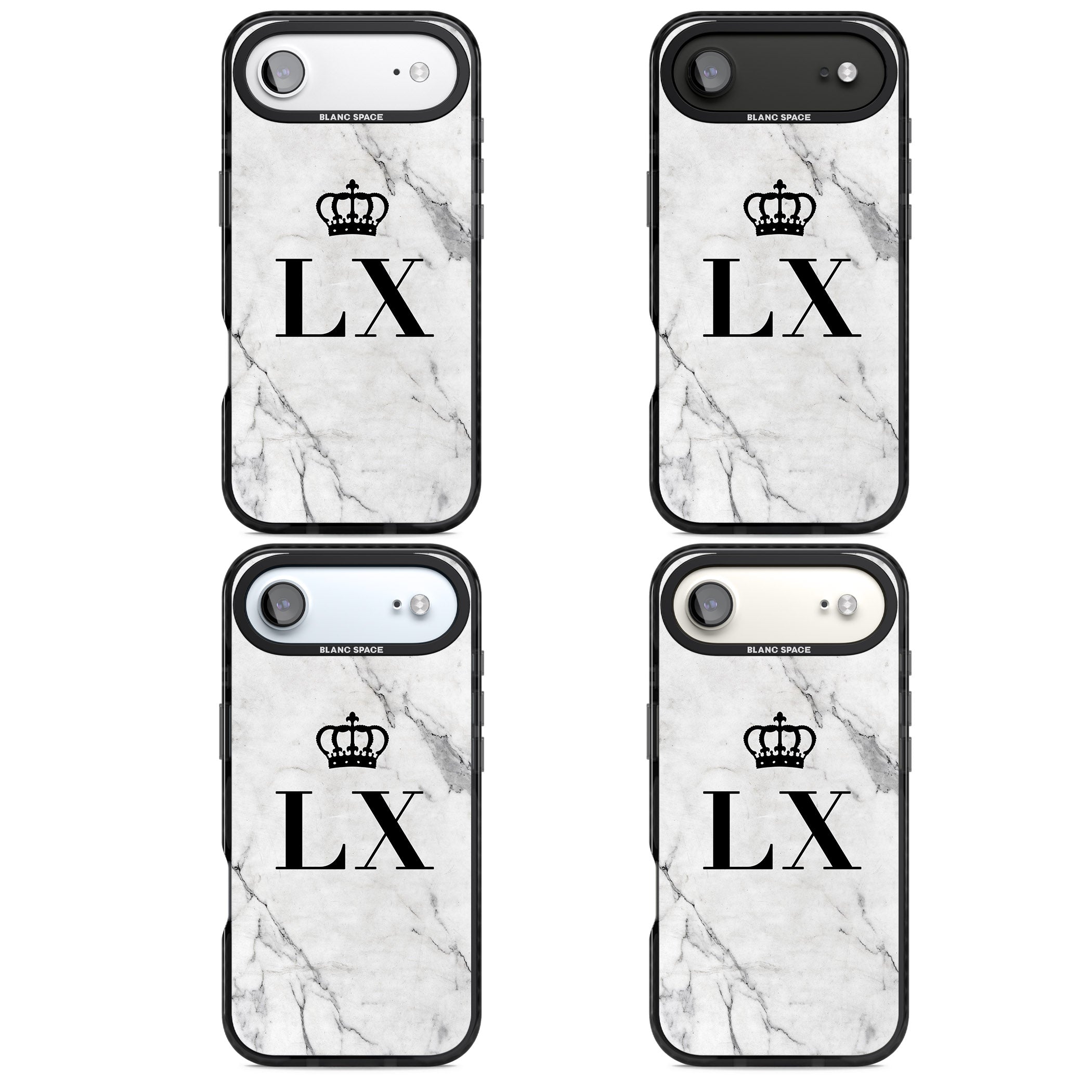 Personalised Initial Crown Marble iPhone 17 Air Impact Black Phone Case APT Impact Protection