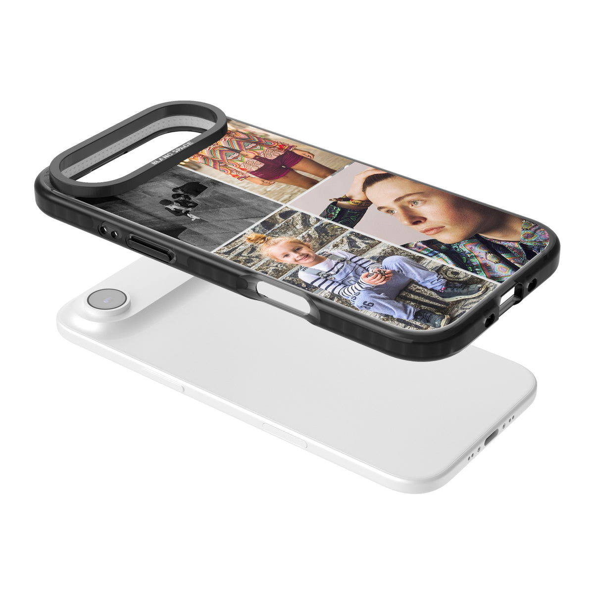 Personalised 4 Photo Grid iPhone Air Impact Black Phone Case angled