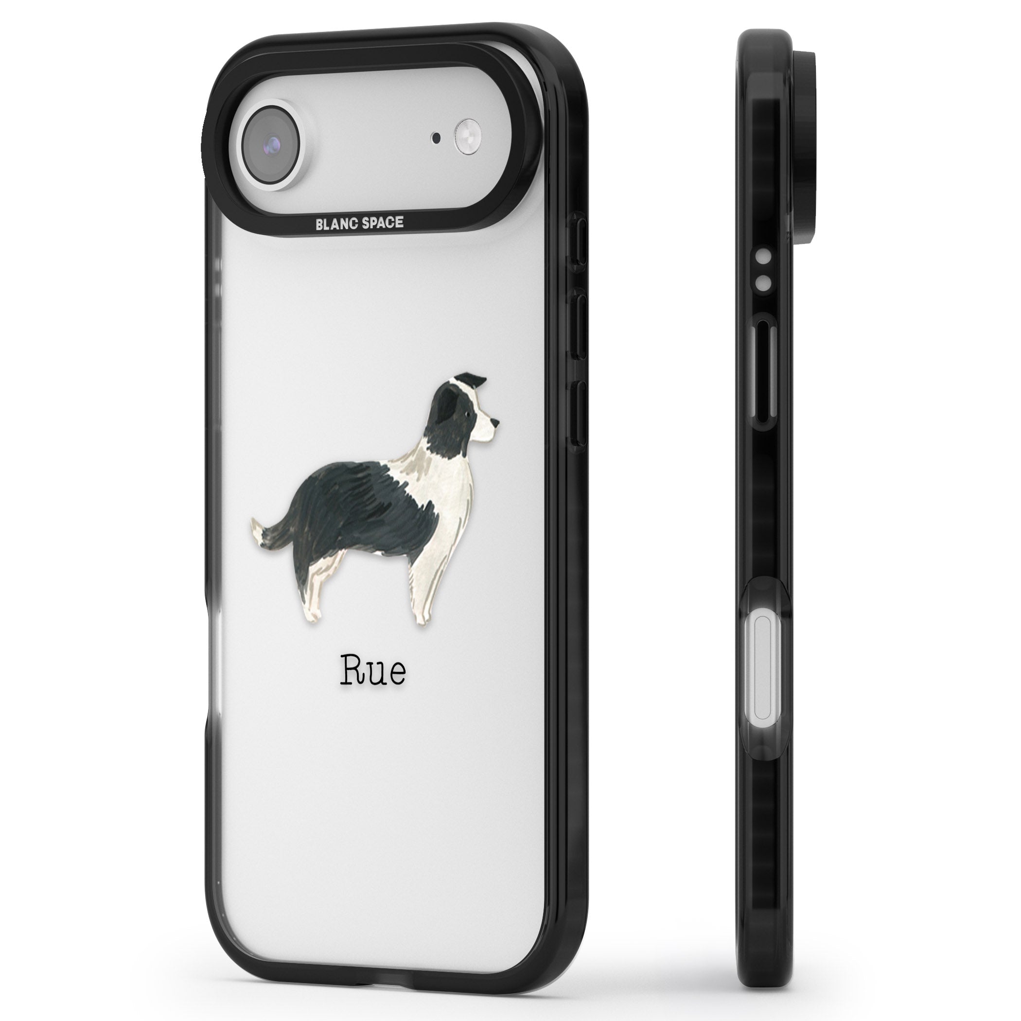 Personalised Border Collie iPhone 17 Air Impact Black Phone Case Side Profile