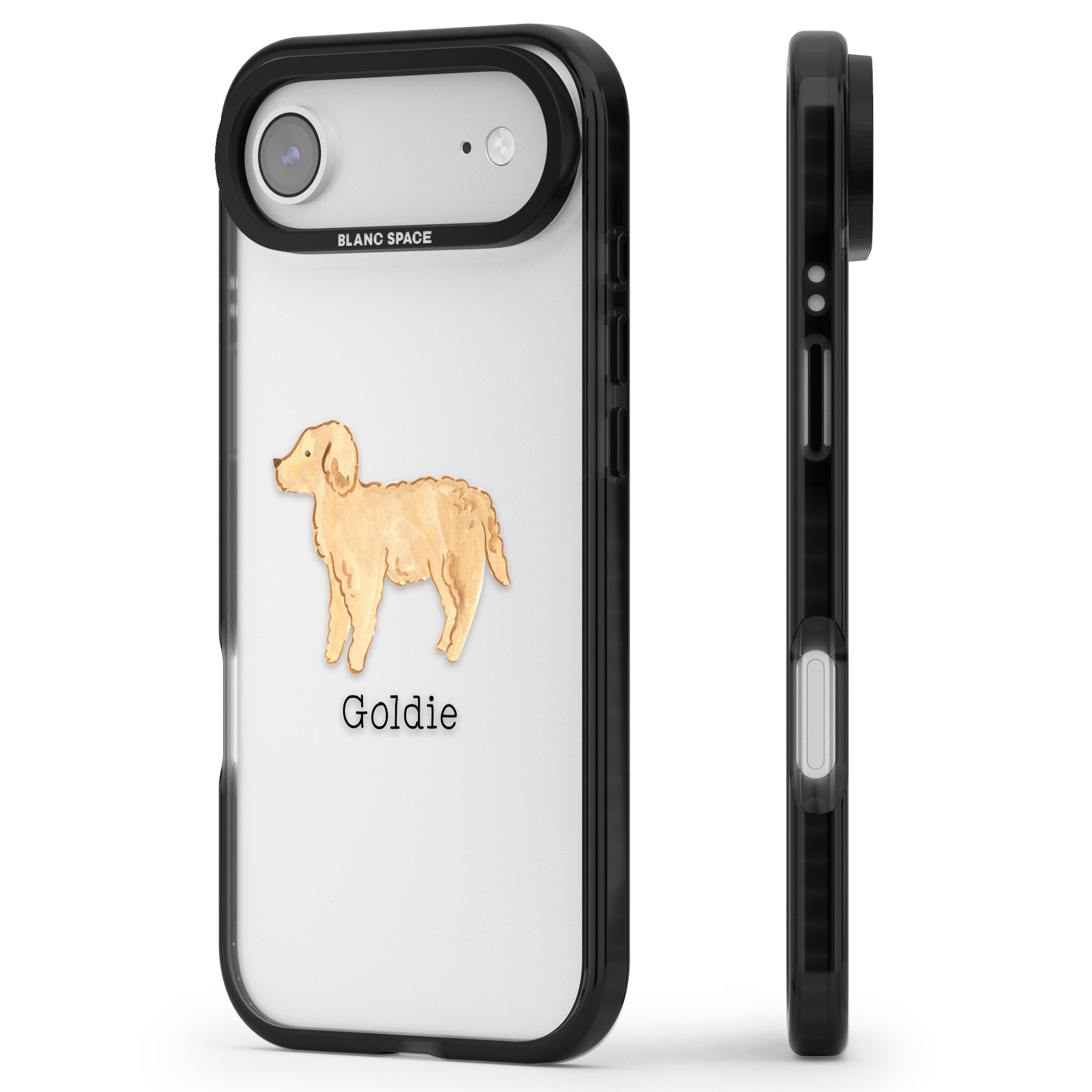 Personalised Goldendoodle iPhone 17 Air Impact Black Phone Case Side Profile