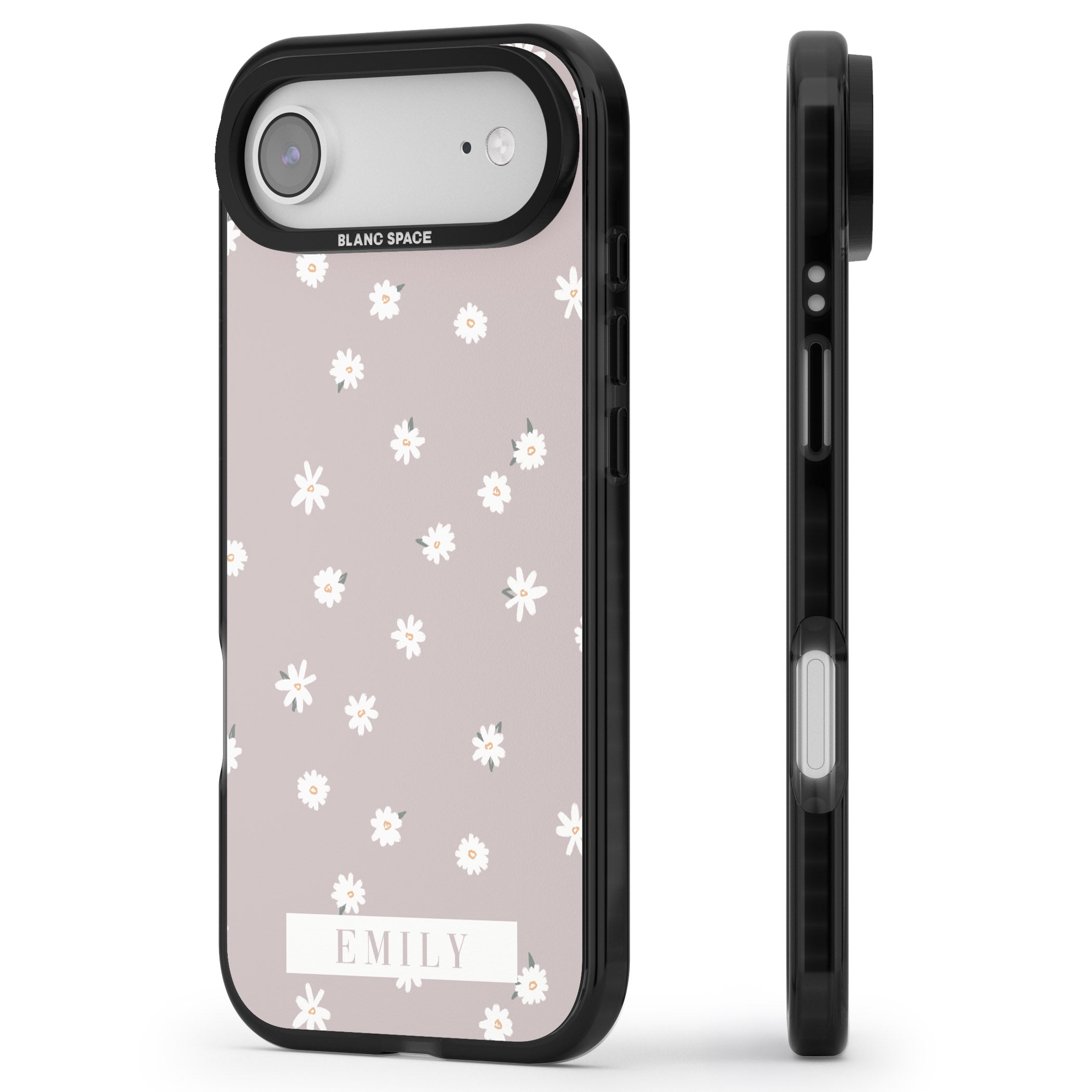 Personalised Dusty Daisy iPhone 17 Air Impact Black Phone Case Side Profile