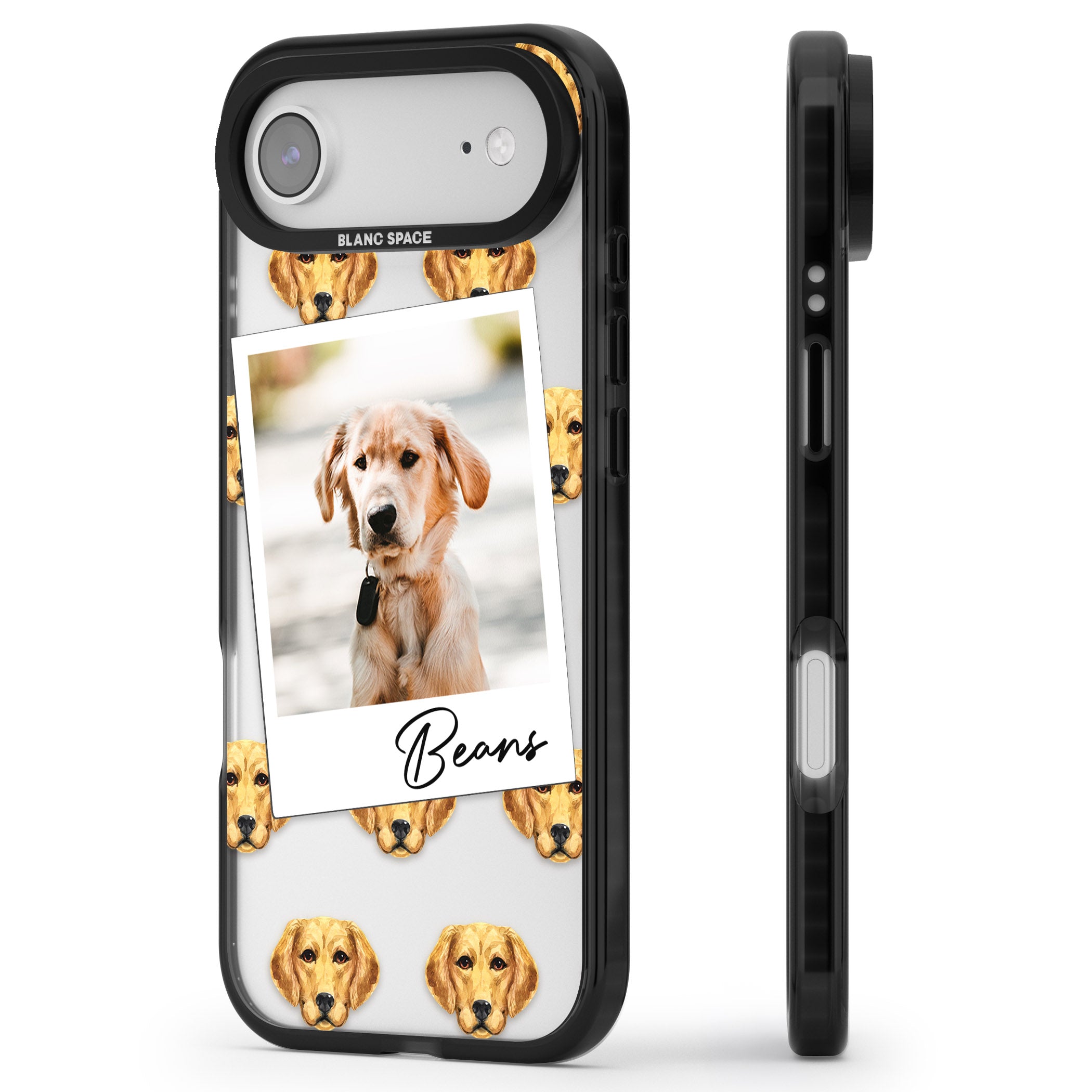 Personalised Labrador Instant Camera Photo iPhone 17 Air Impact Black Phone Case Side Profile