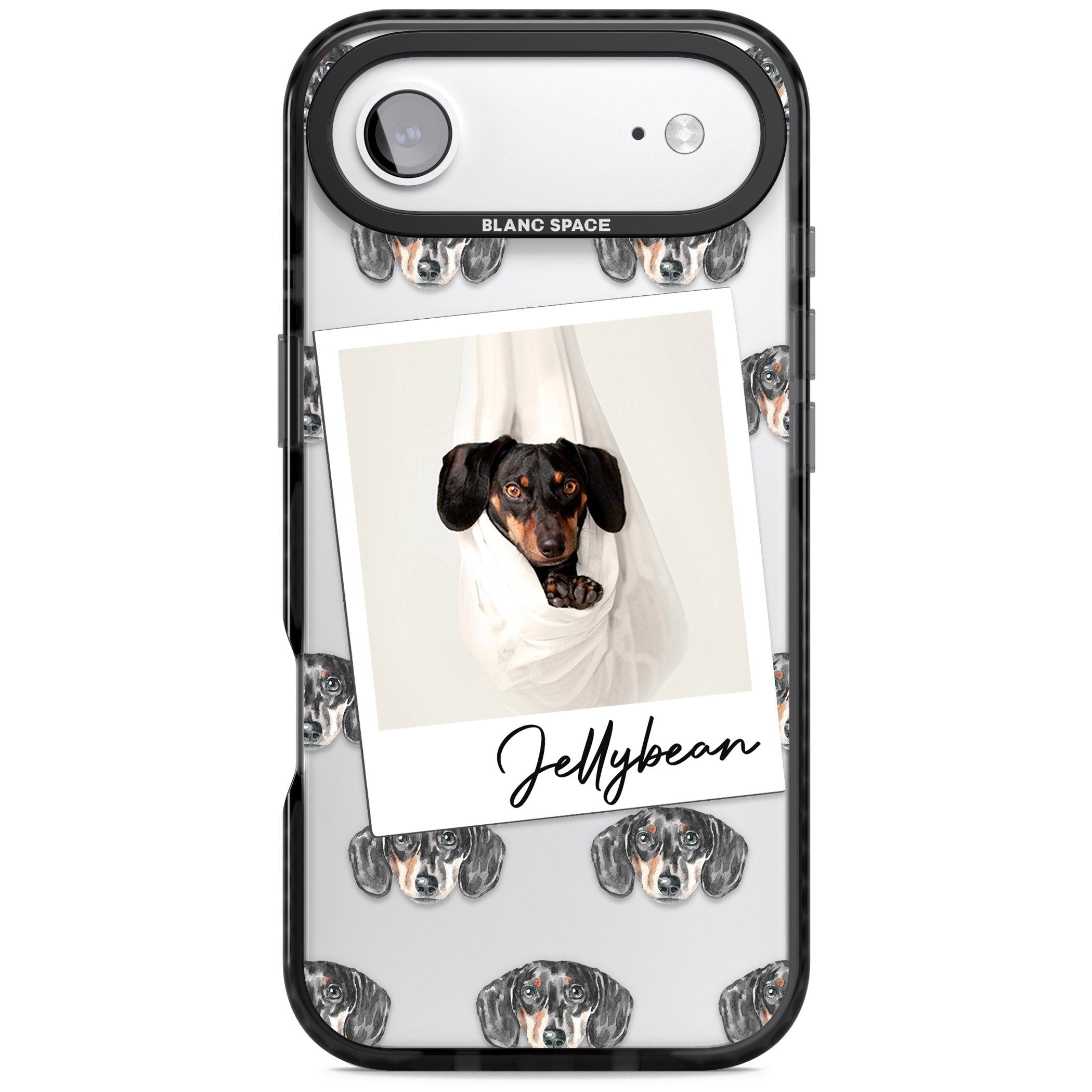 Personalised Black Dachshund Instant Camera Photo iPhone 17 Air Impact Black Phone Case