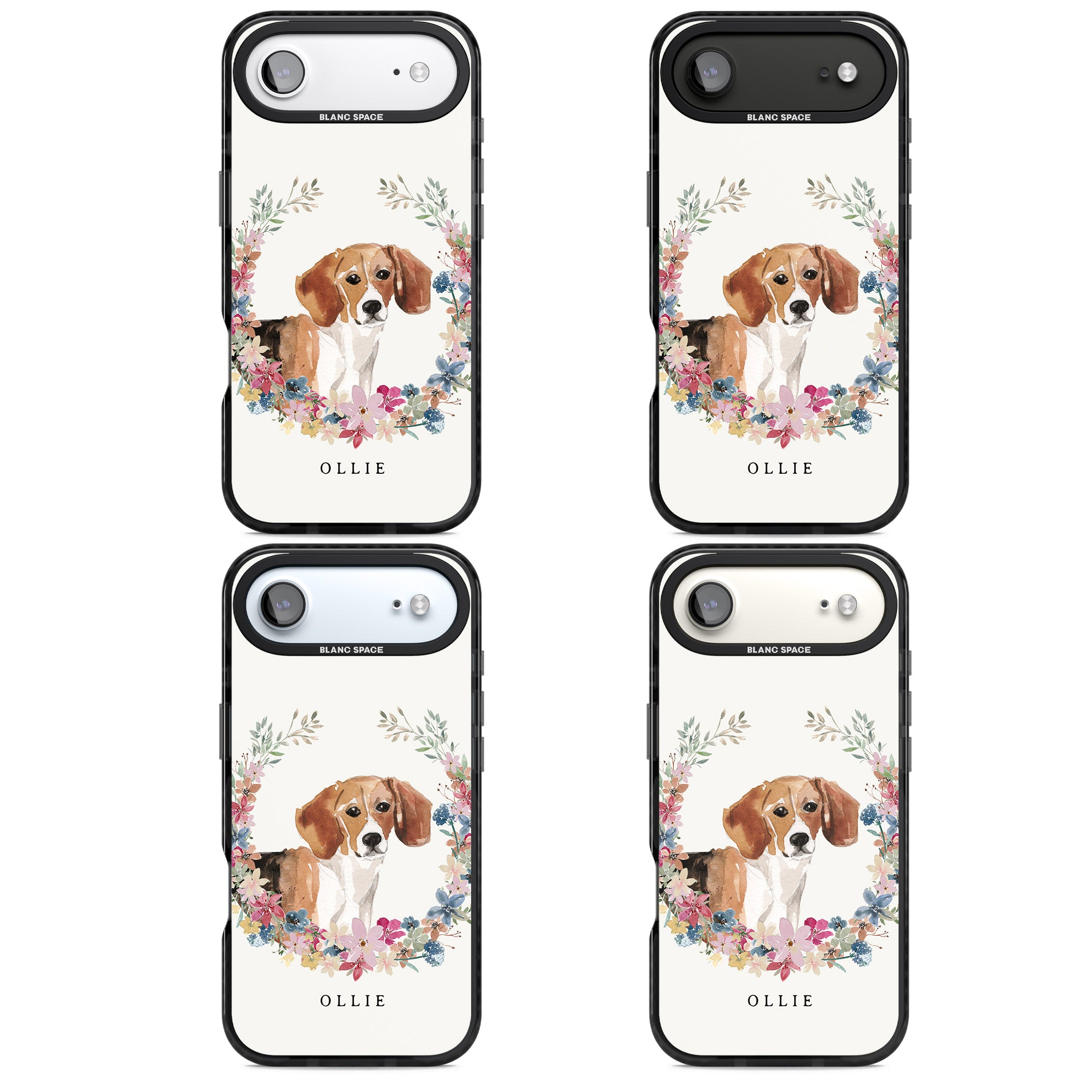Personalised Beagle Floral Portrait iPhone 17 Air Impact Black Phone Case APT Impact Protection