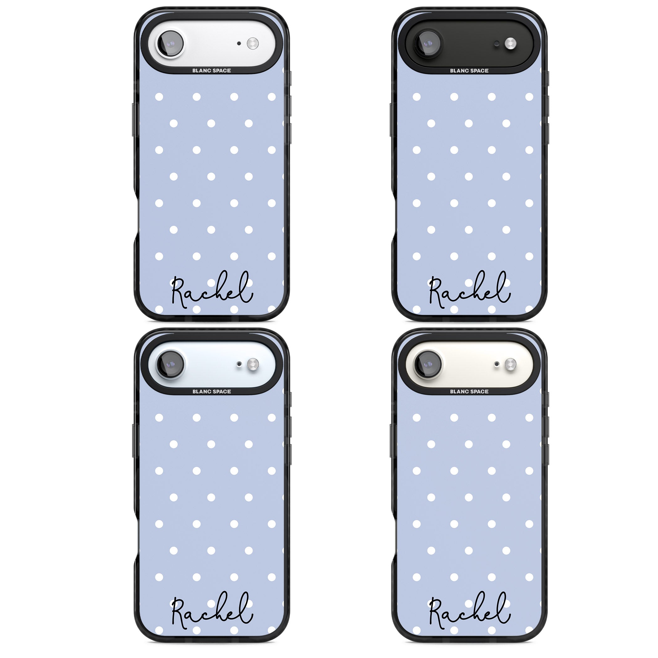 Personalised Simple Light Blue Dots iPhone 17 Air Impact Black Phone Case APT Impact Protection