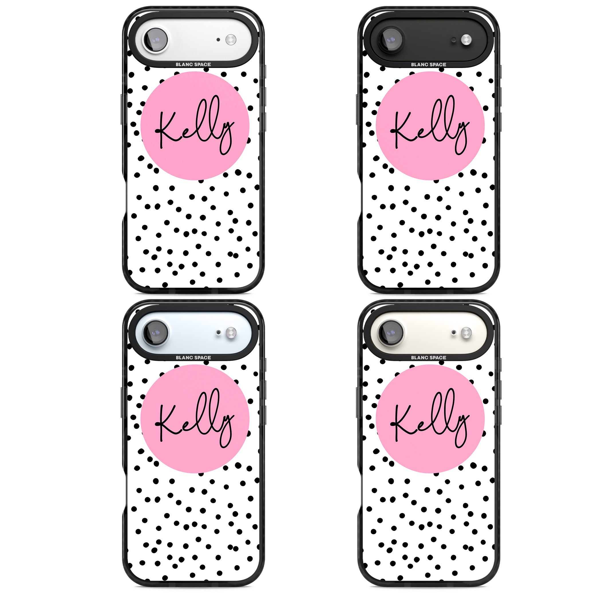 Personalised Pink Circle & Dots iPhone 17 Air Impact Black Phone Case APT Impact Protection