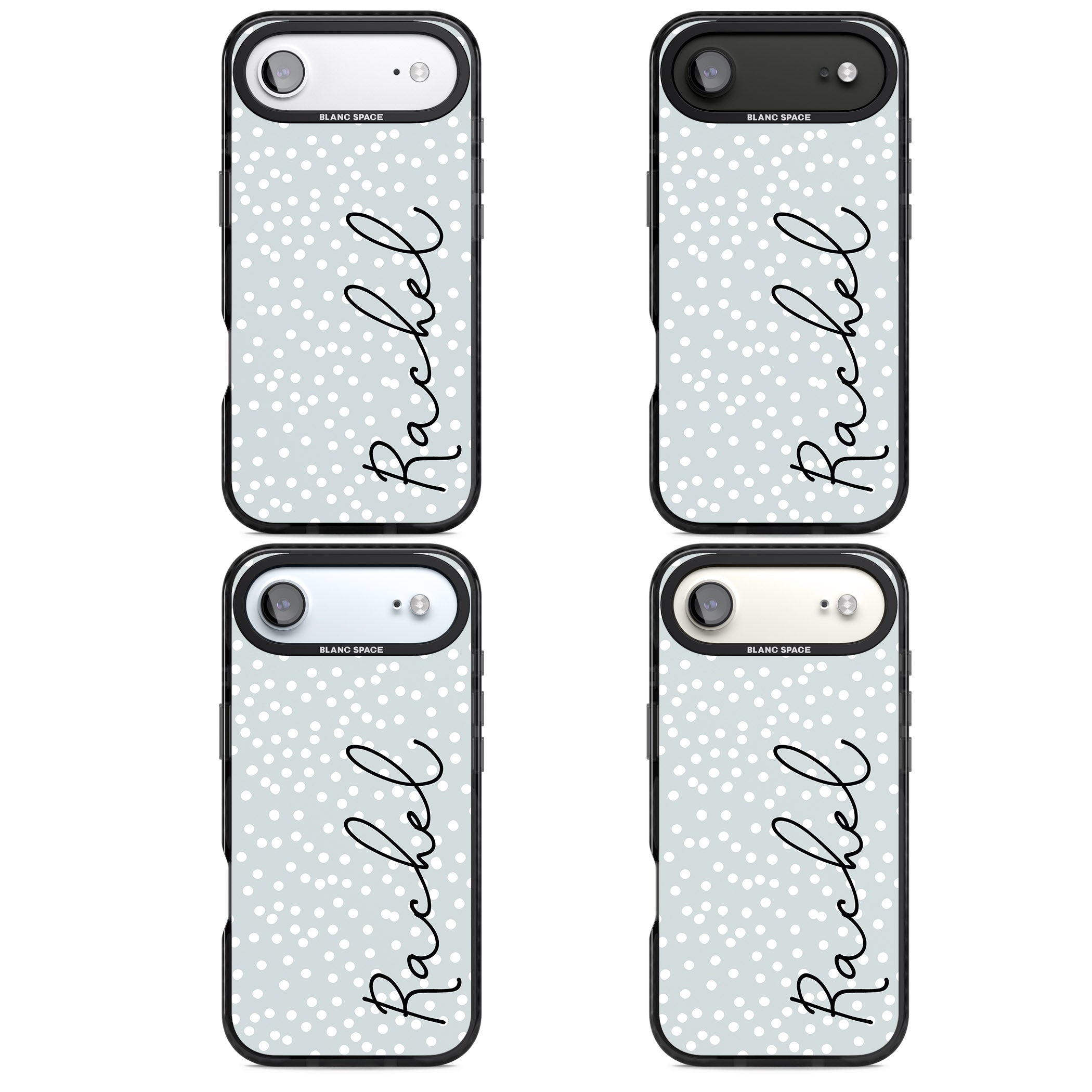 Personalised Vertical Cursive & Dots iPhone 17 Air Impact Black Phone Case APT Impact Protection