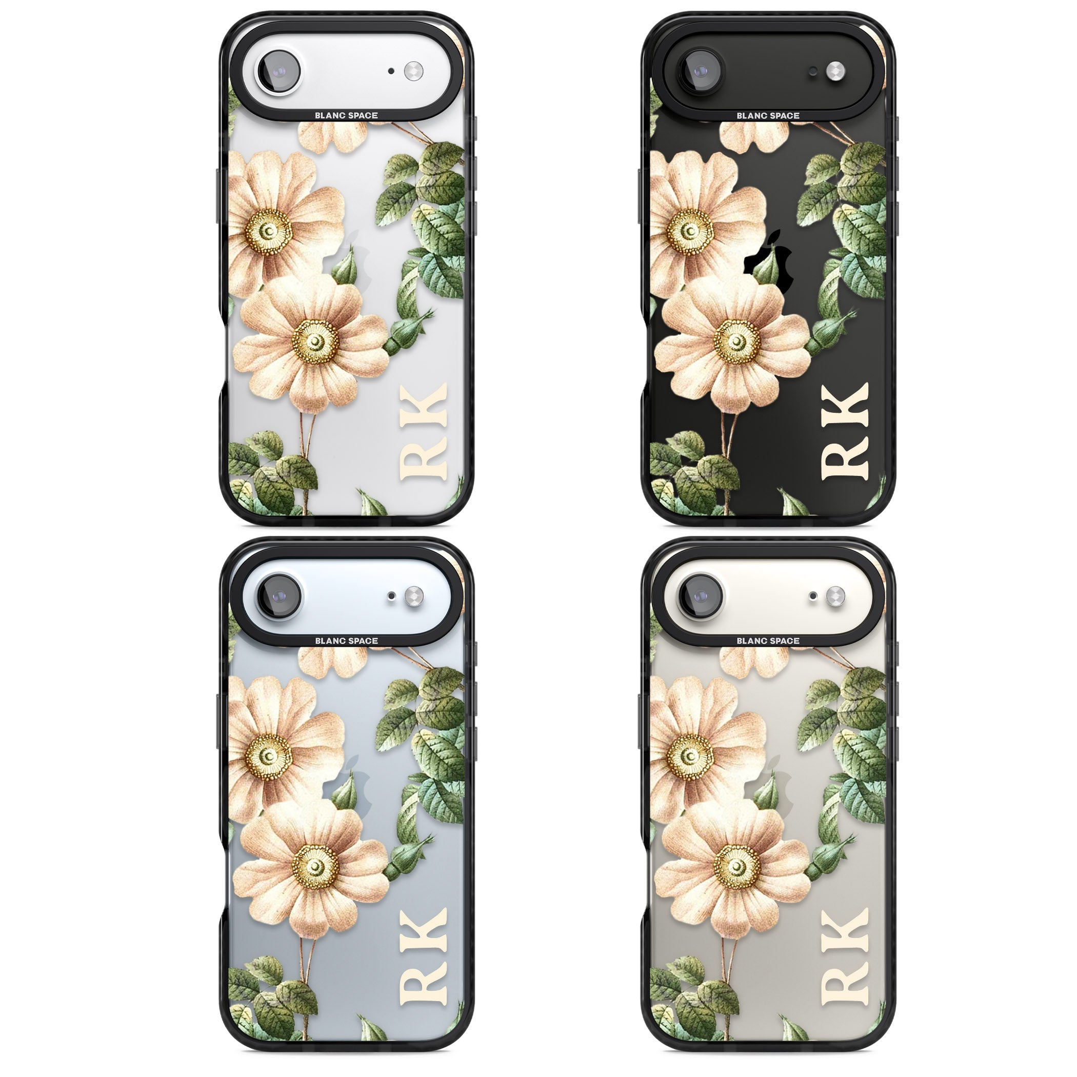 Personalised Vintage Floral Anemone iPhone 17 Air Impact Black Phone Case APT Impact Protection