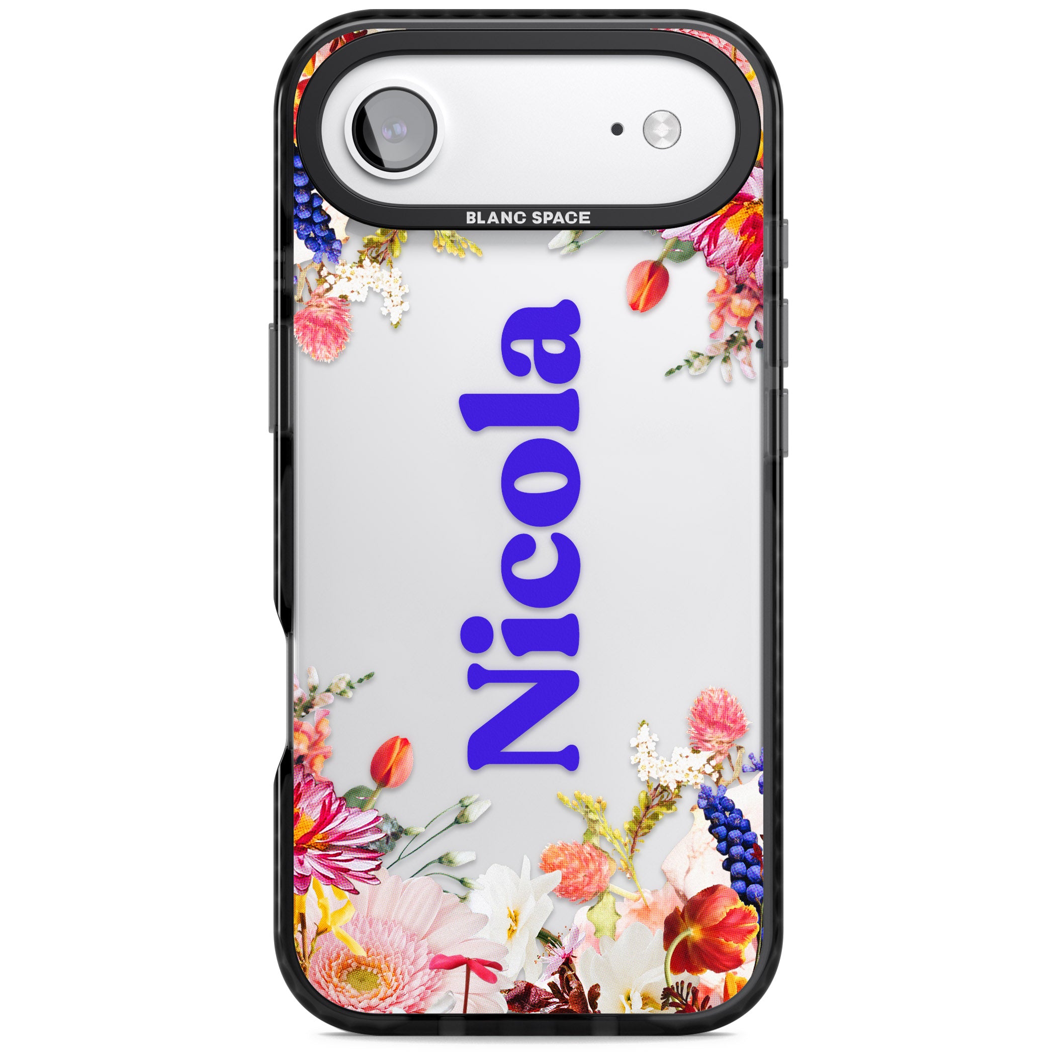 Personalised Floral Name iPhone 17 Air Impact Black Phone Case