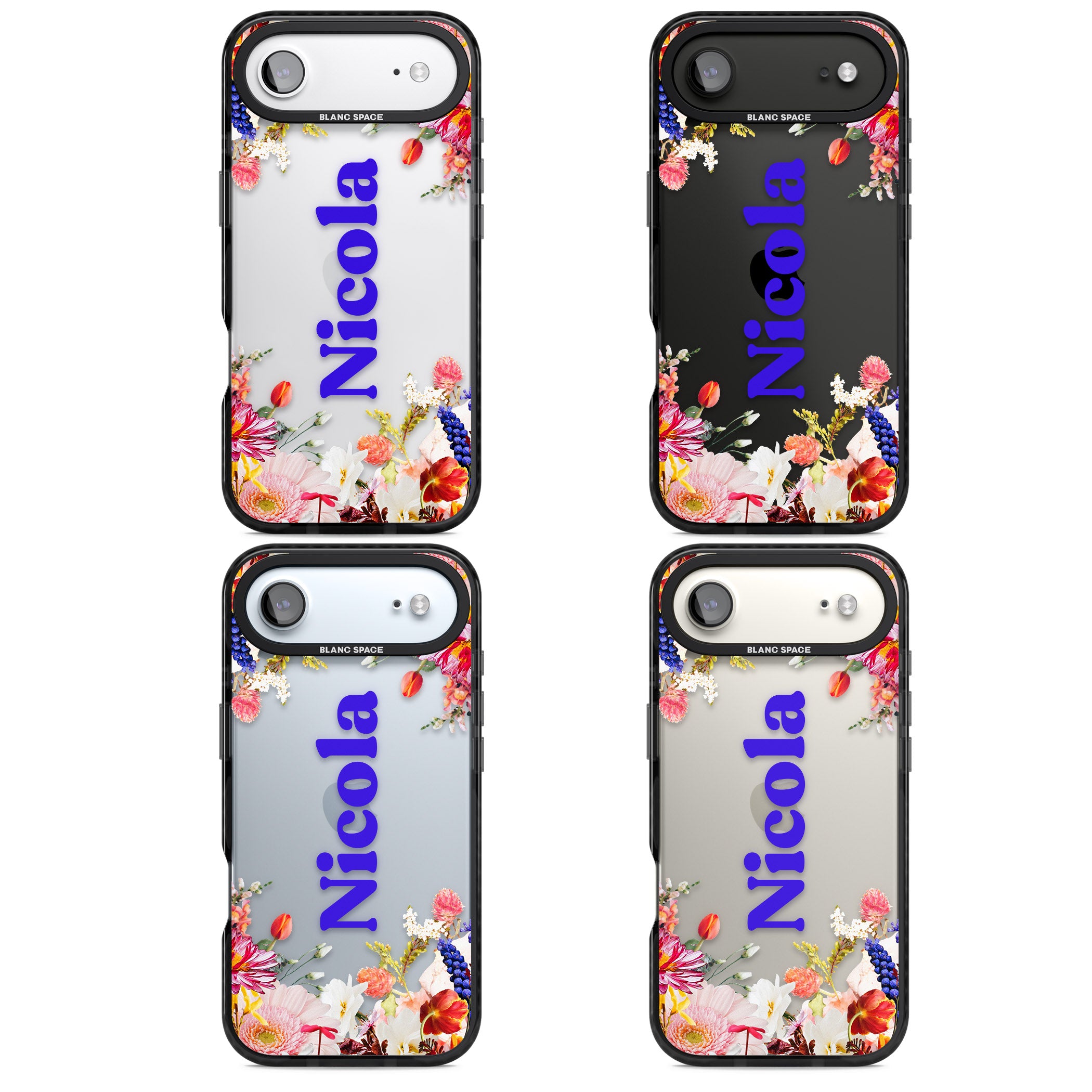 Personalised Floral Name iPhone 17 Air Impact Black Phone Case APT Impact Protection