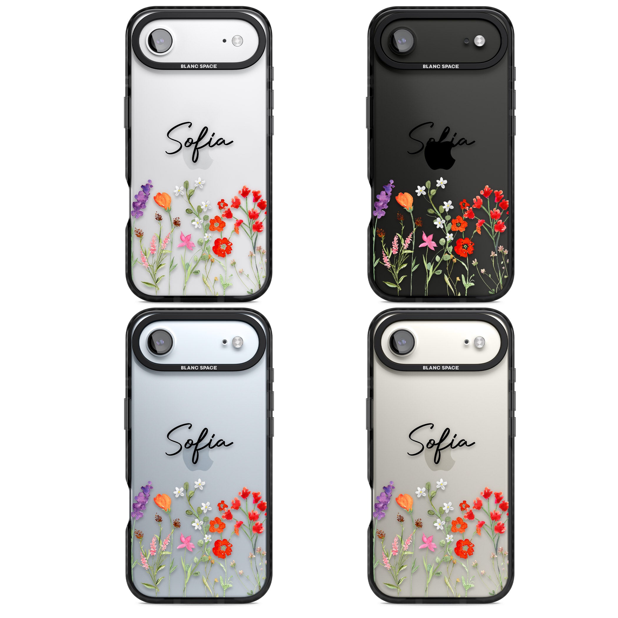 Personalised Spring Wildflowers iPhone 17 Air Impact Black Phone Case APT Impact Protection