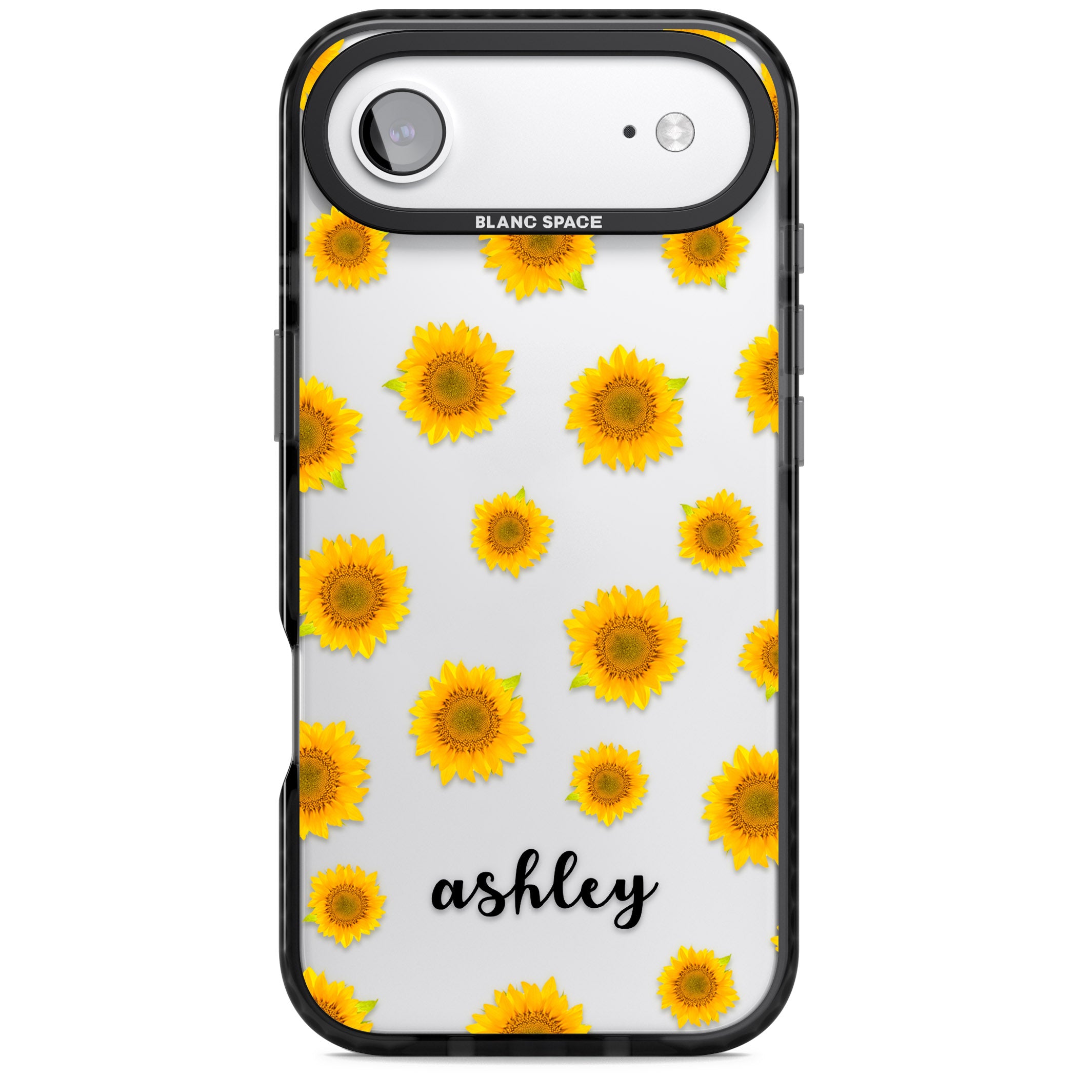 Personalised Sunflowers & Cursive iPhone 17 Air Impact Black Phone Case