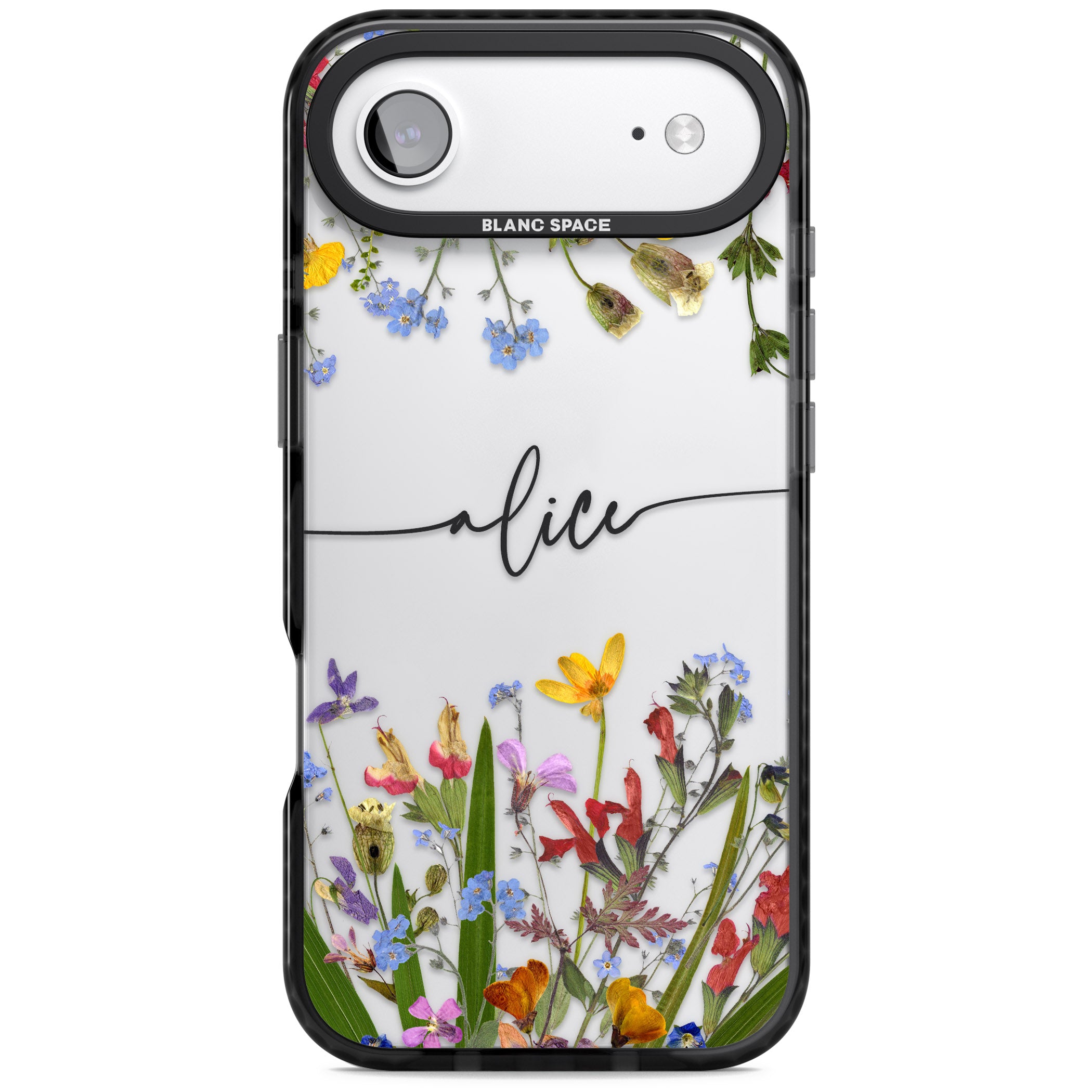 Personalised Wildflower Floral iPhone 17 Air Impact Black Phone Case