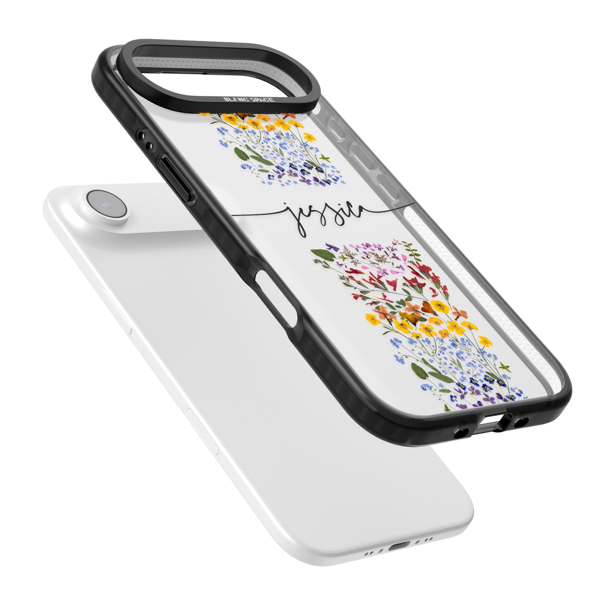 Personalised Wildflower Stripe iPhone 17 Air Impact Black Phone Case Colours