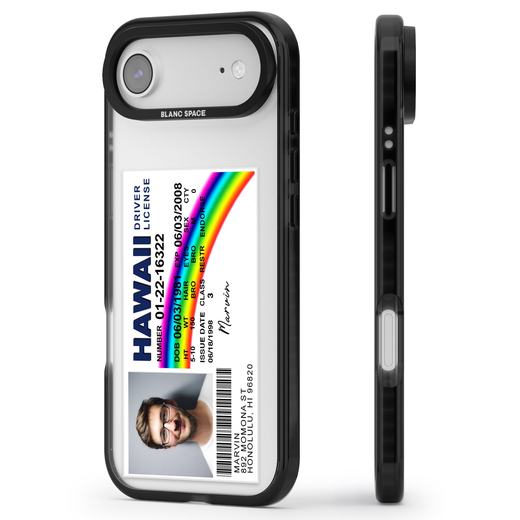 Personalised Hawaii Driving License iPhone 17 Air Impact Black Phone Case Side Profile