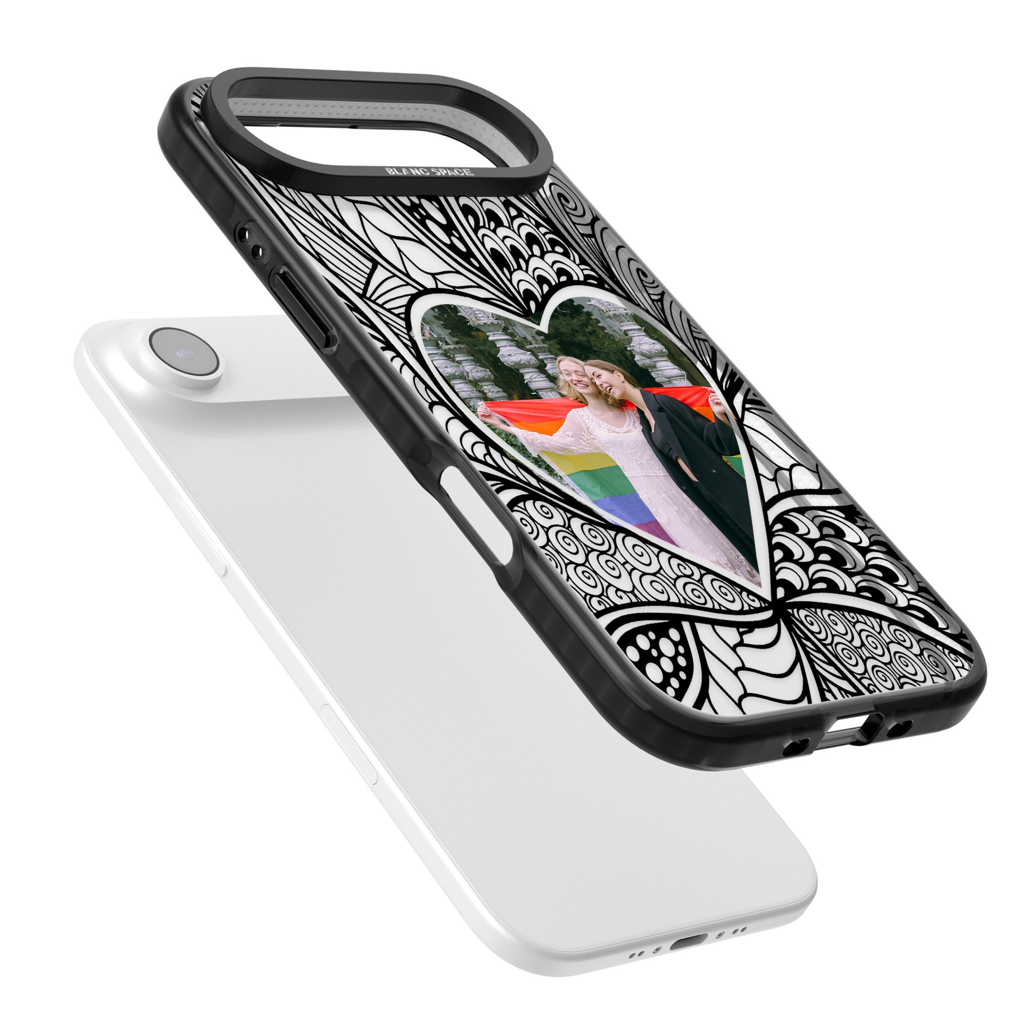 Personalised Henna Heart Photo Case iPhone 17 Air Impact Black Phone Case Colours