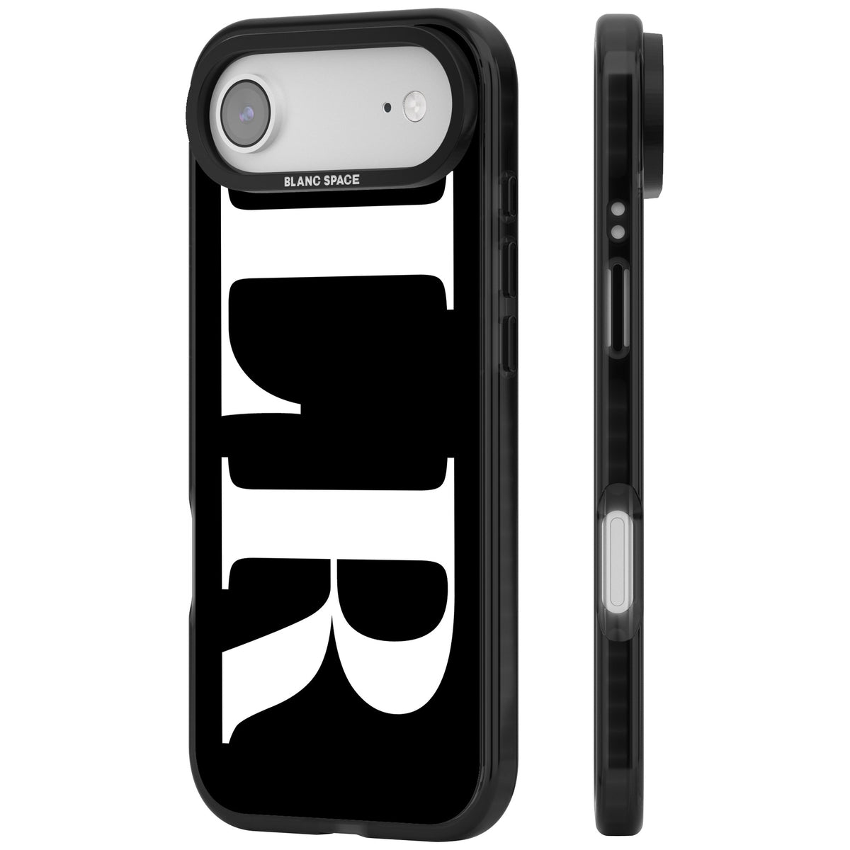 Personalised White & Black Letters iPhone Air Impact Black Phone Case side