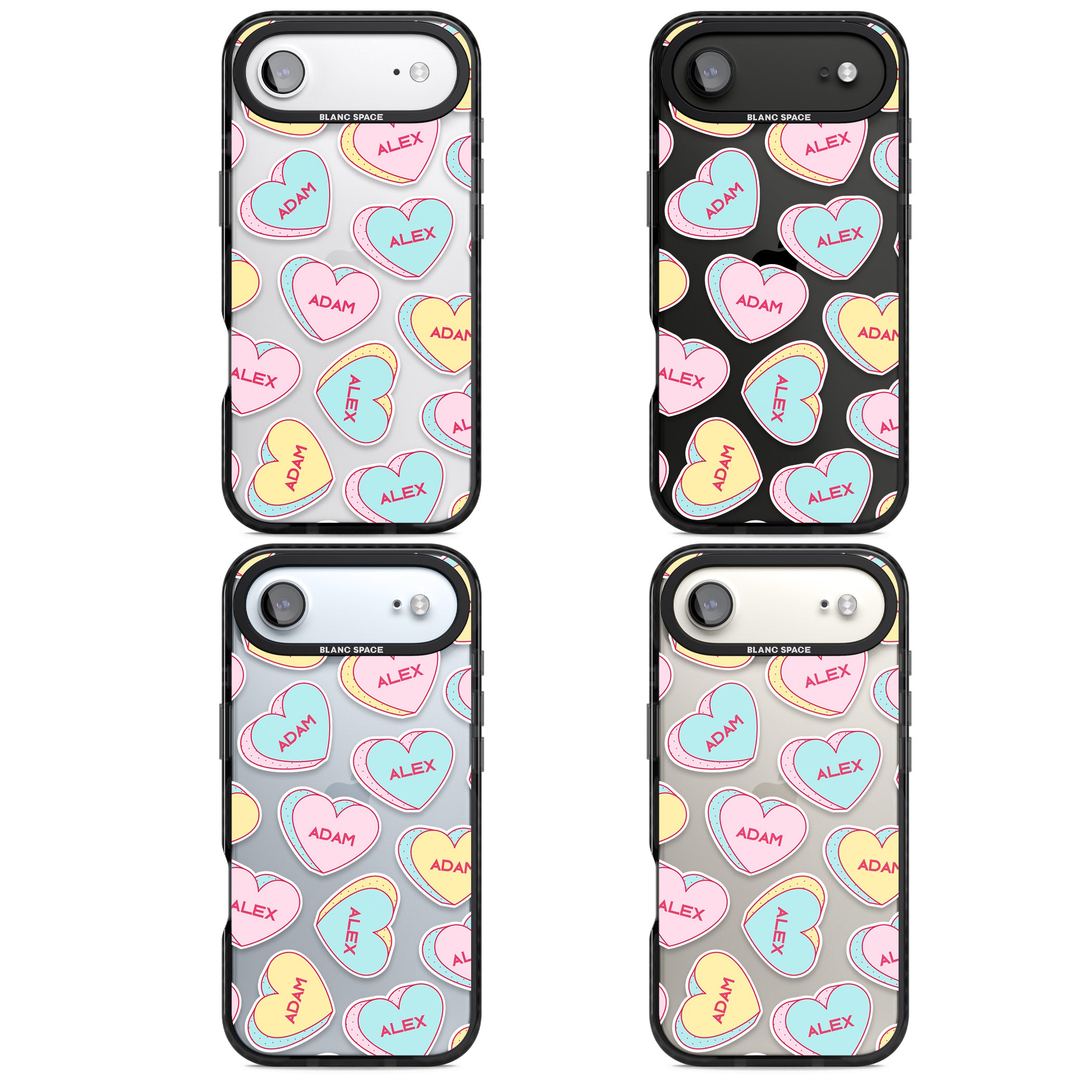 Personalised Love Hearts iPhone 17 Air Impact Black Phone Case APT Impact Protection