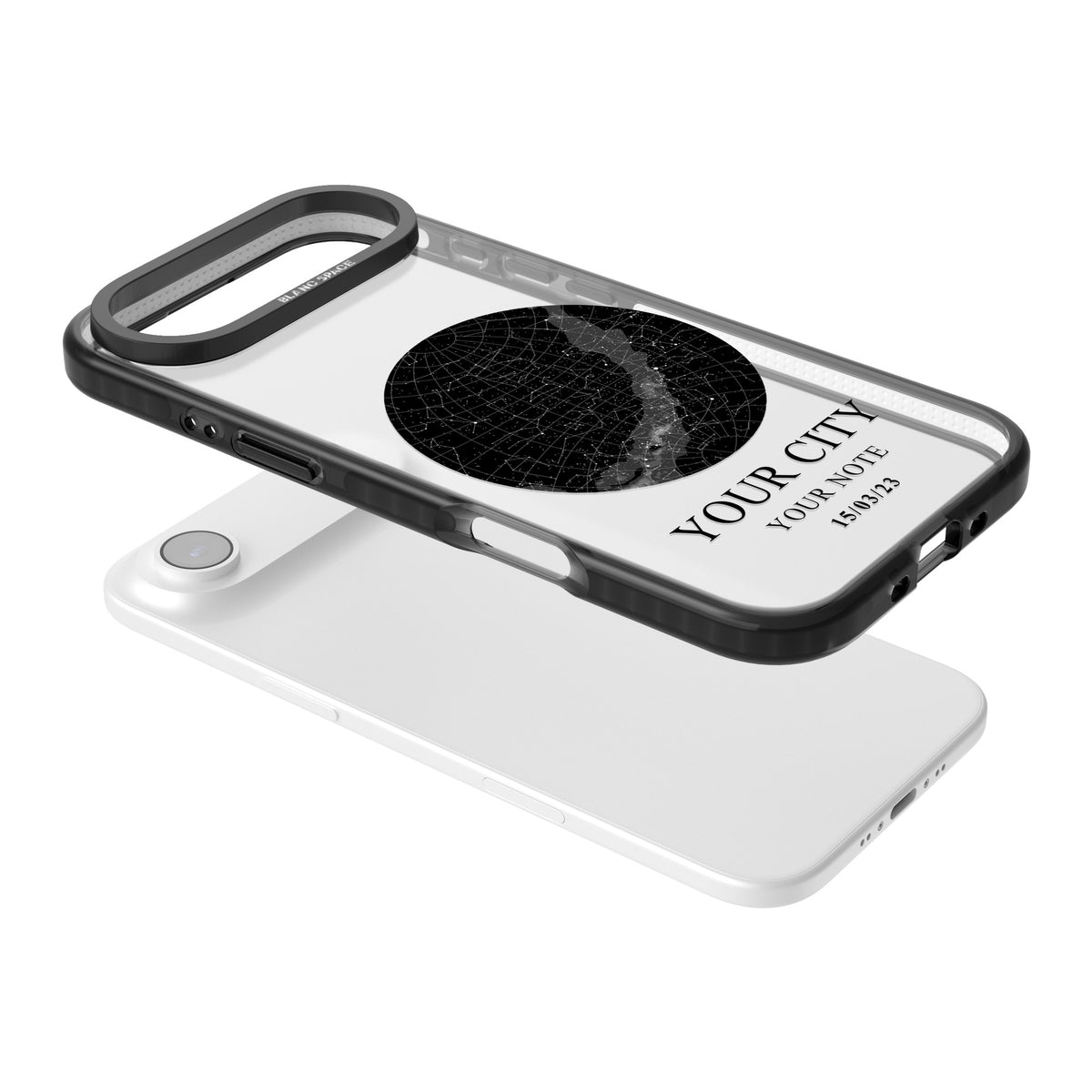 Personalised Star Map iPhone Air Impact Black Phone Case angled