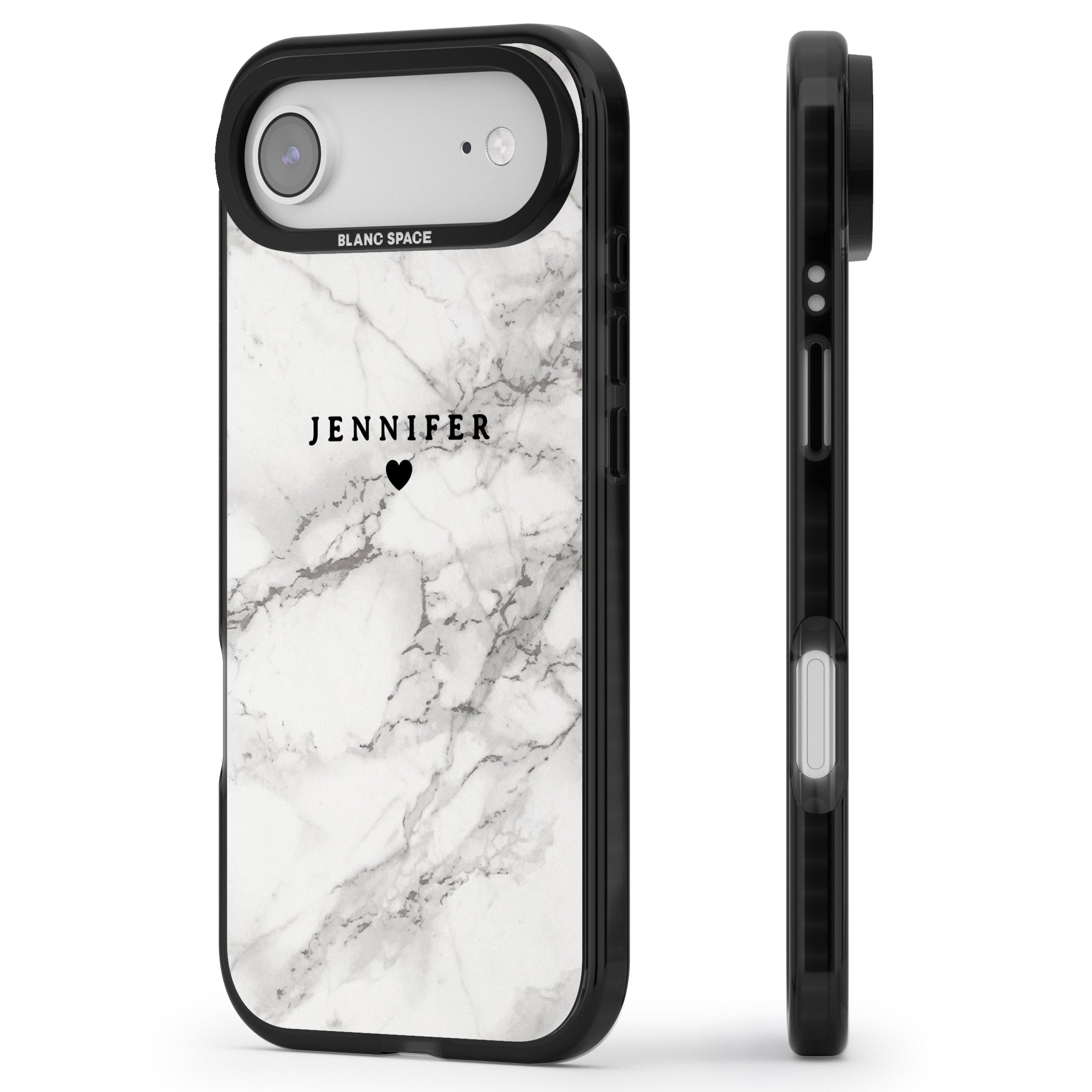 Personalised Classic Grey Marble iPhone 17 Air Impact Black Phone Case Side Profile