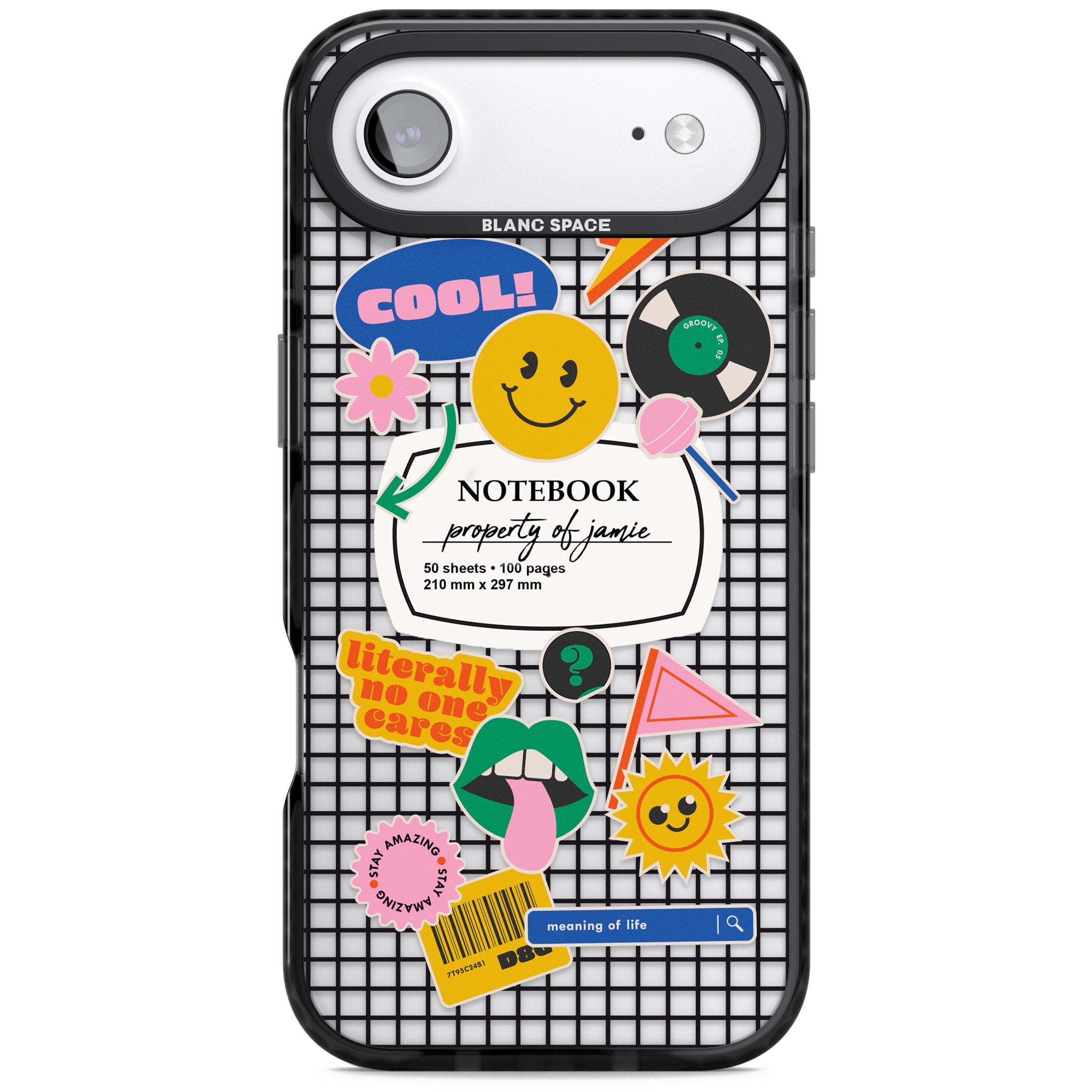Personalised Sticker Mix Grid iPhone 17 Air Impact Black Phone Case