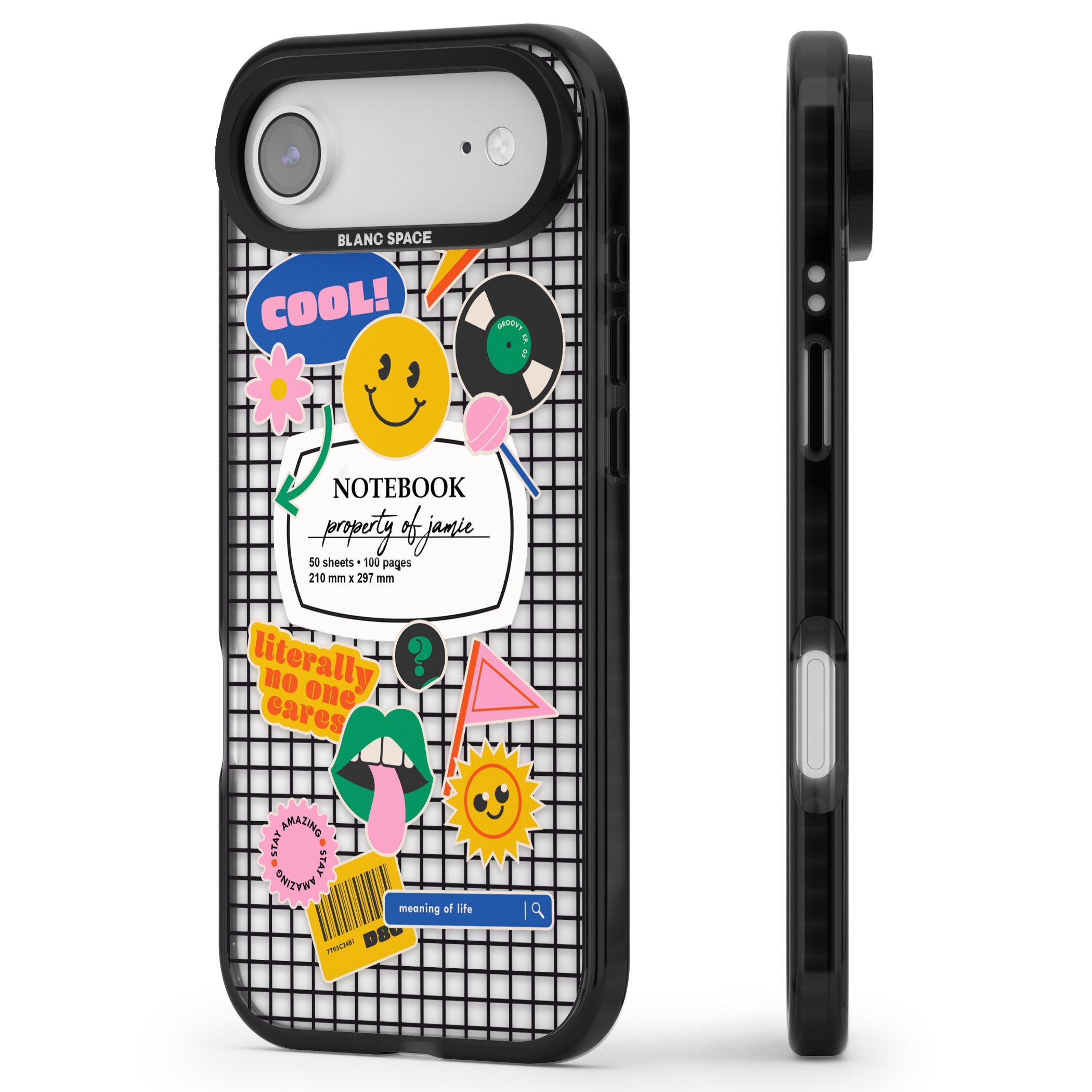 Personalised Sticker Mix Grid iPhone 17 Air Impact Black Phone Case Side Profile