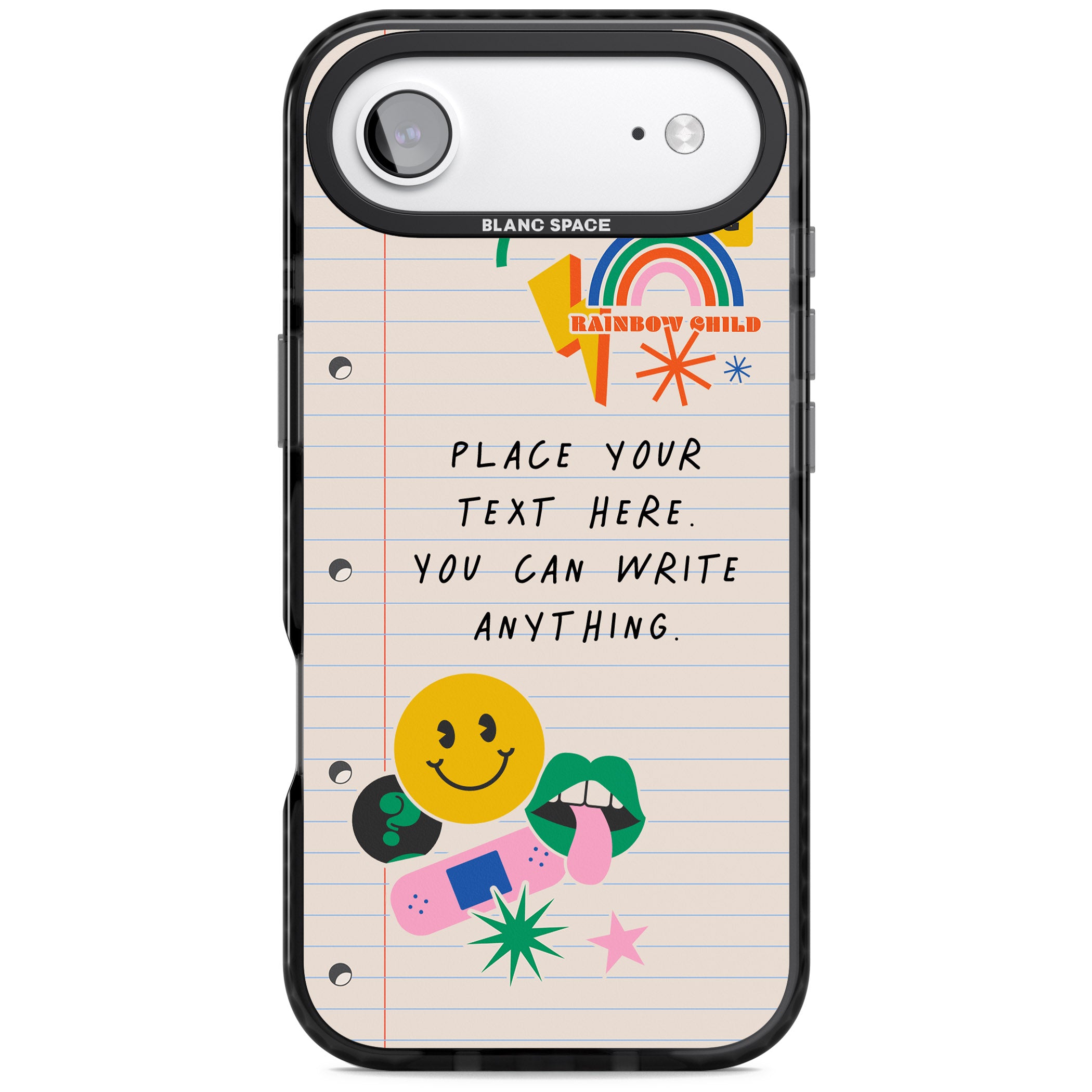 Personalised Retro Rainbow Fun iPhone 17 Air Impact Black Phone Case