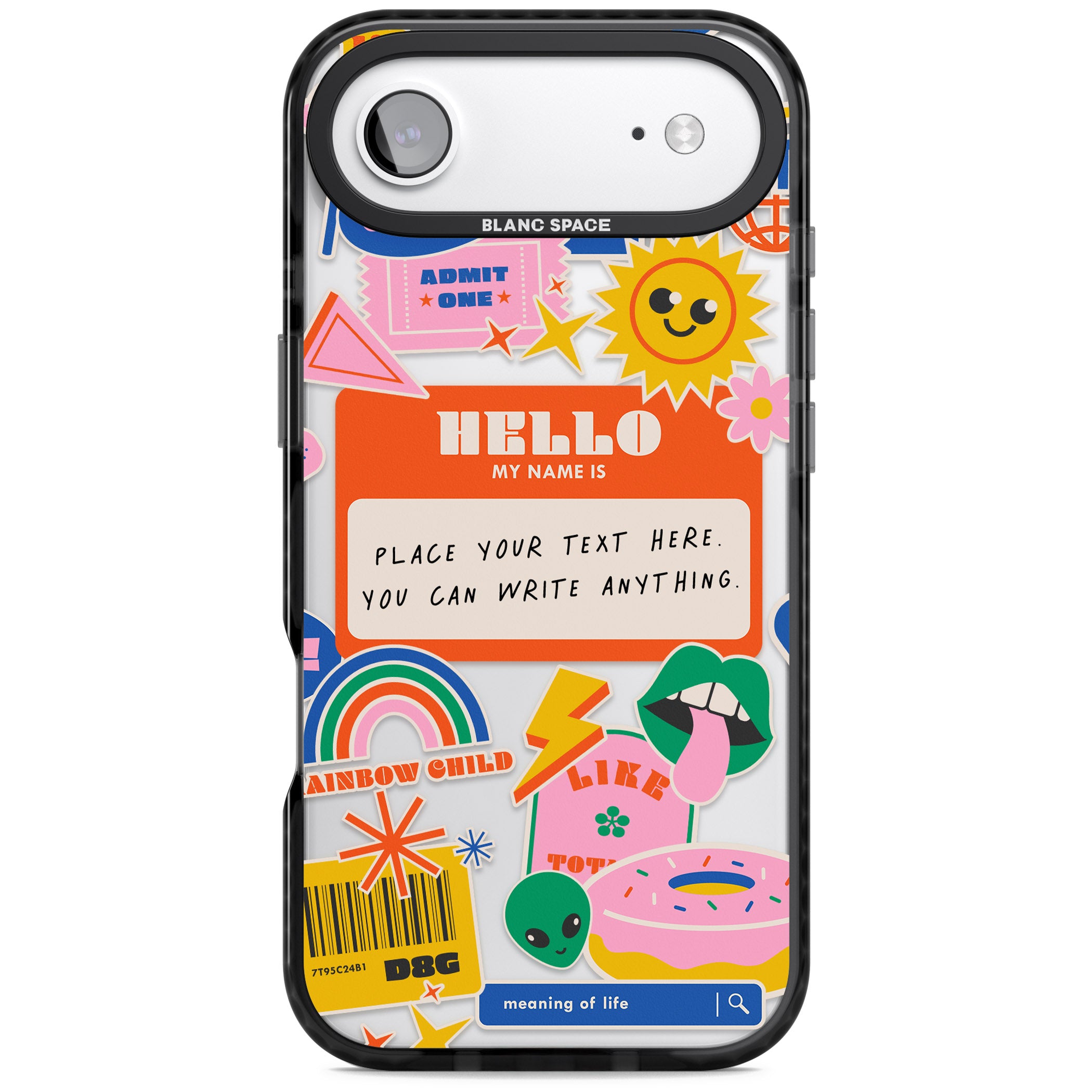 Personalised Retro Vibes Sticker iPhone 17 Air Impact Black Phone Case