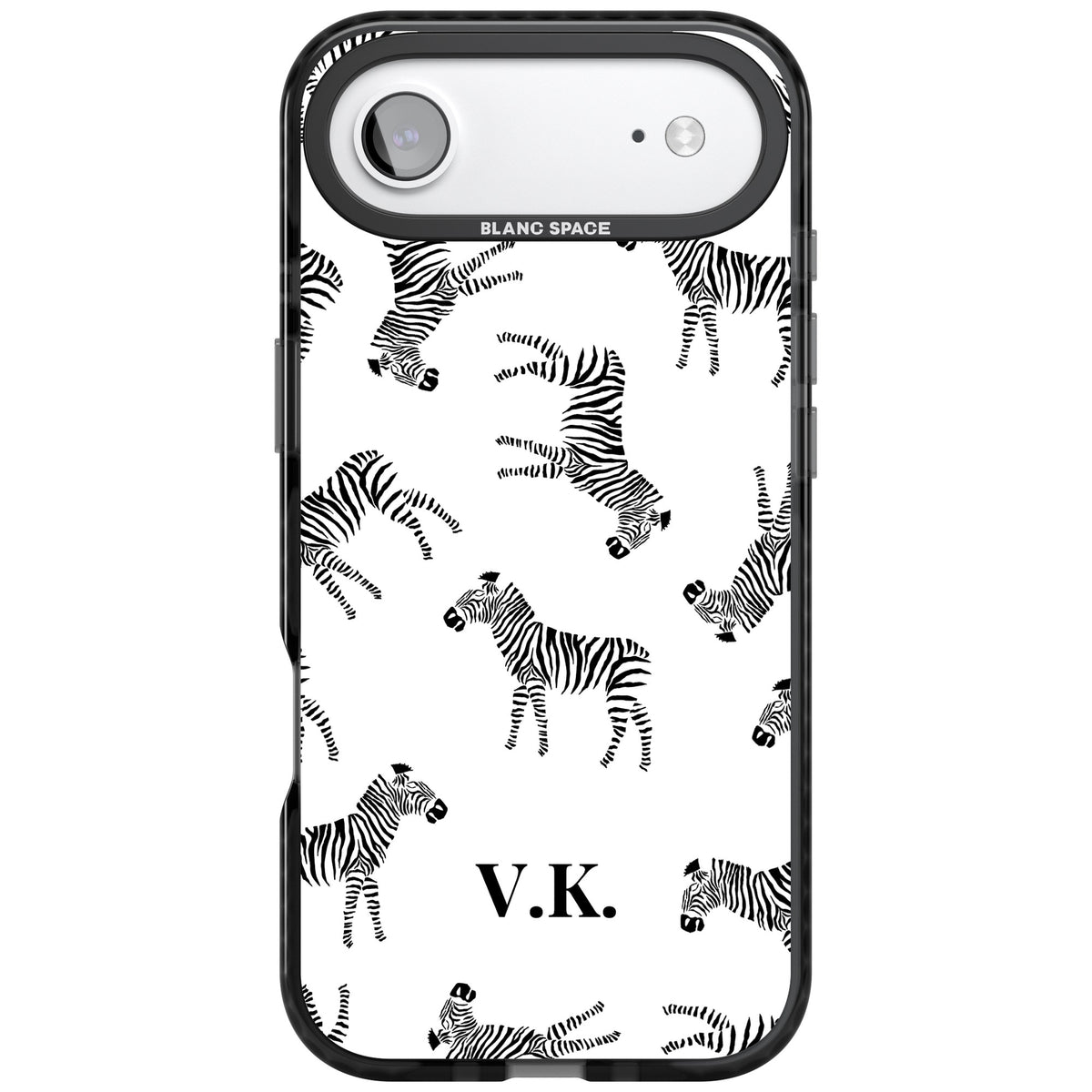 Personalised Monochrome Zebra iPhone Air Impact Black Phone Case front