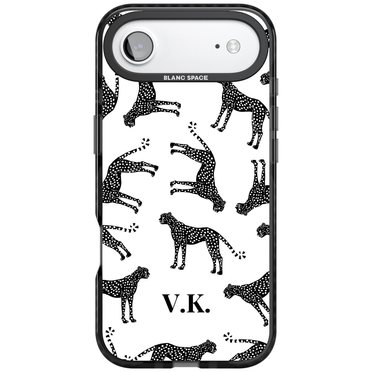 Personalised Monochrome Cheetahs iPhone Air Impact Black Phone Case front