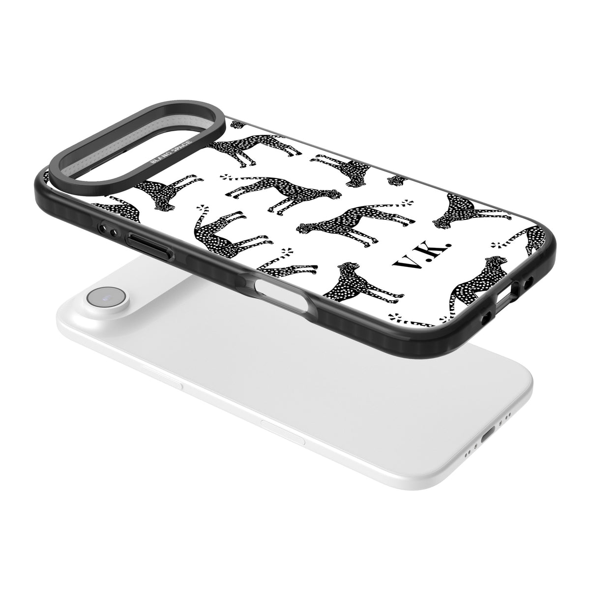 Personalised Monochrome Cheetahs iPhone Air Impact Black Phone Case angled
