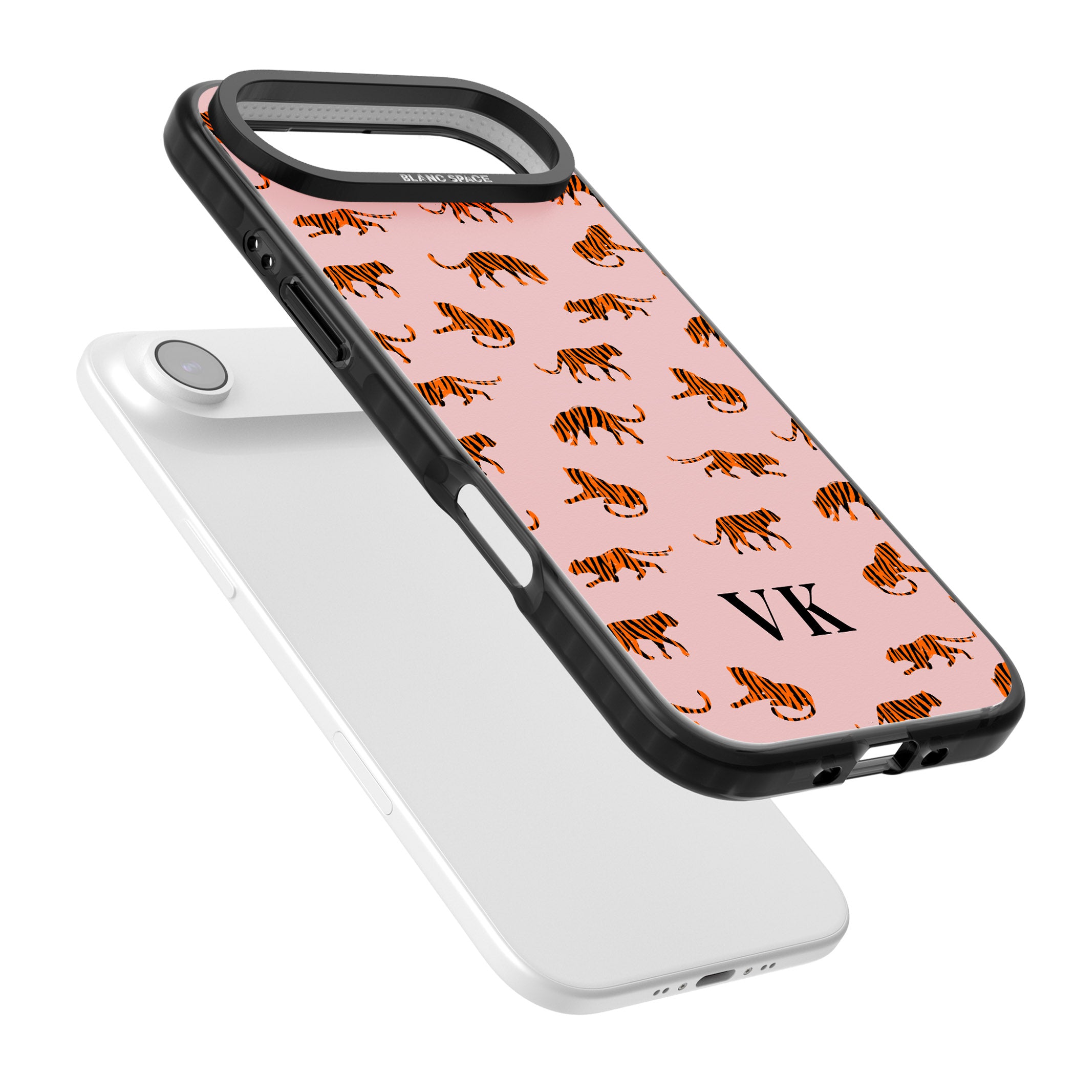 Personalised Pink Safari Tiger Pattern iPhone 17 Air Impact Black Phone Case Colours
