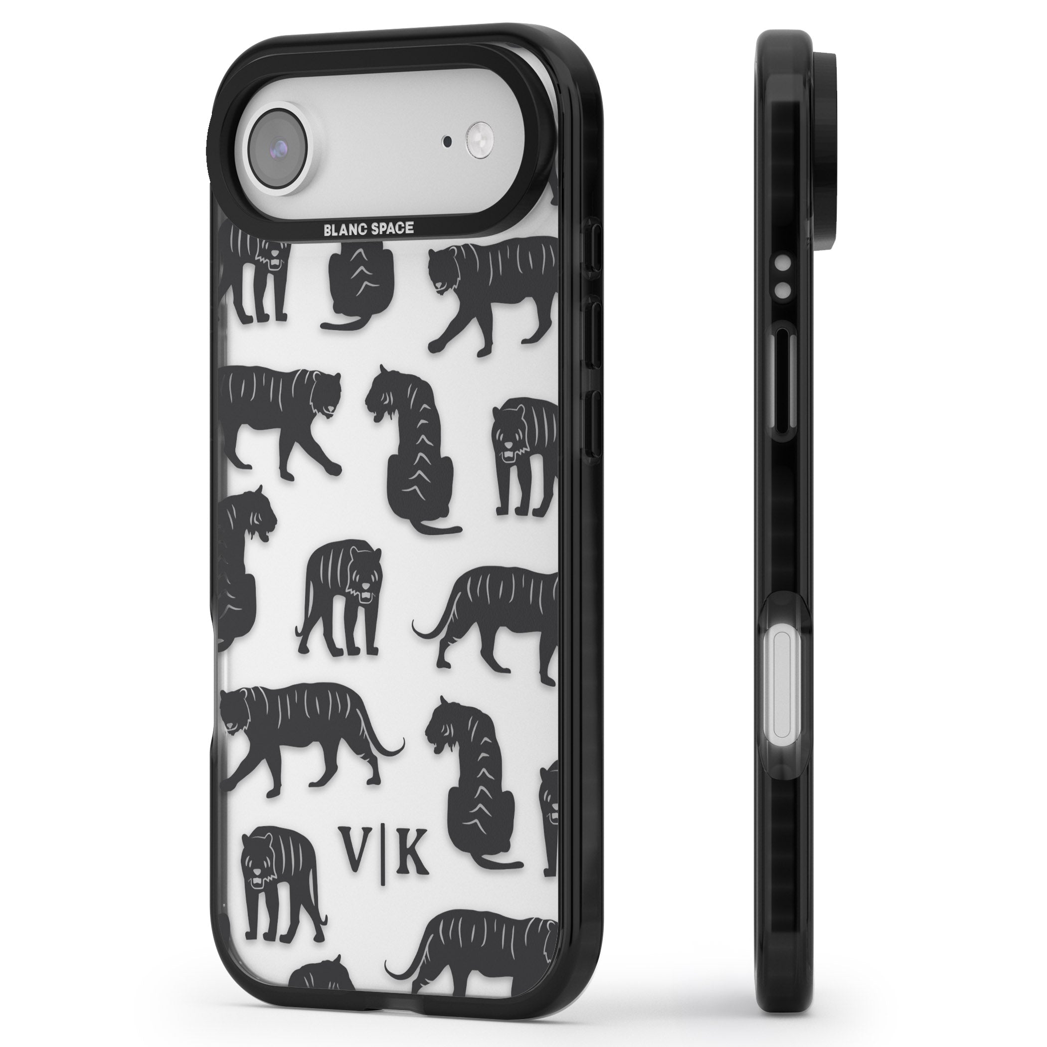 Personalised Tiger Silhouettes iPhone 17 Air Impact Black Phone Case Side Profile