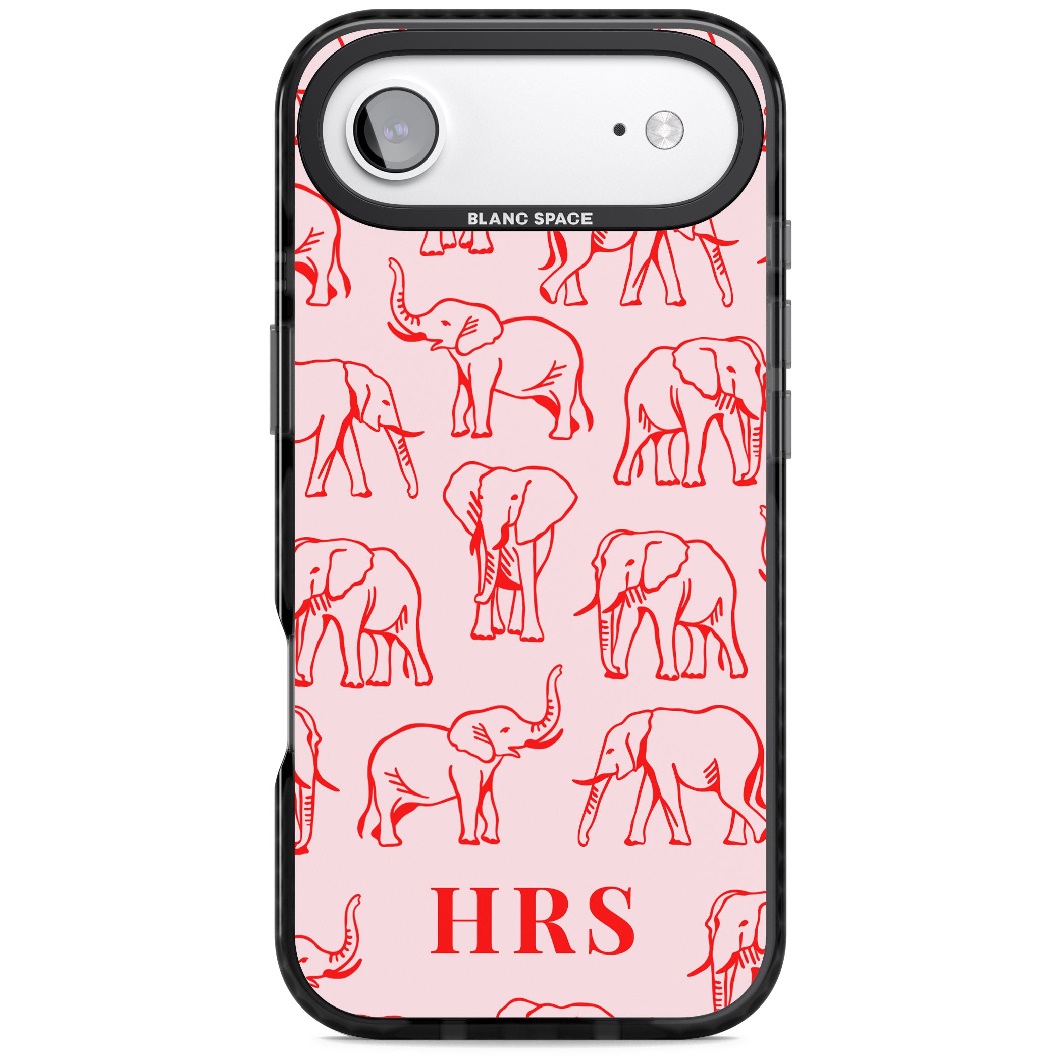 Personalised Red Elephant Outline iPhone 17 Air Impact Black Phone Case