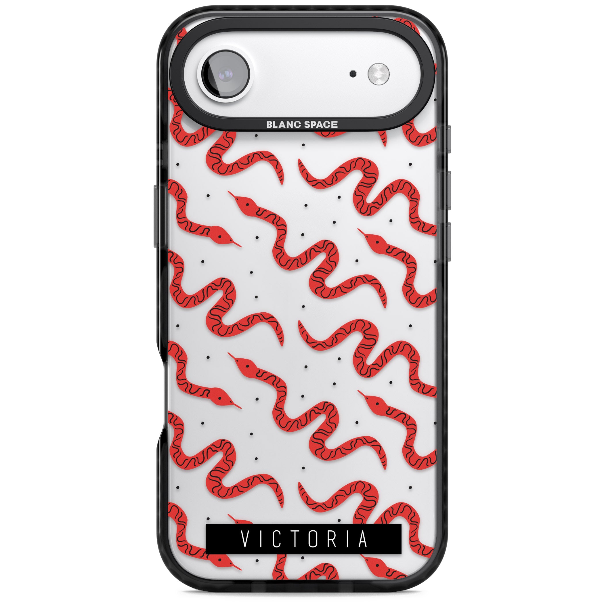 Personalised Red Snake Pattern iPhone 17 Air Impact Black Phone Case