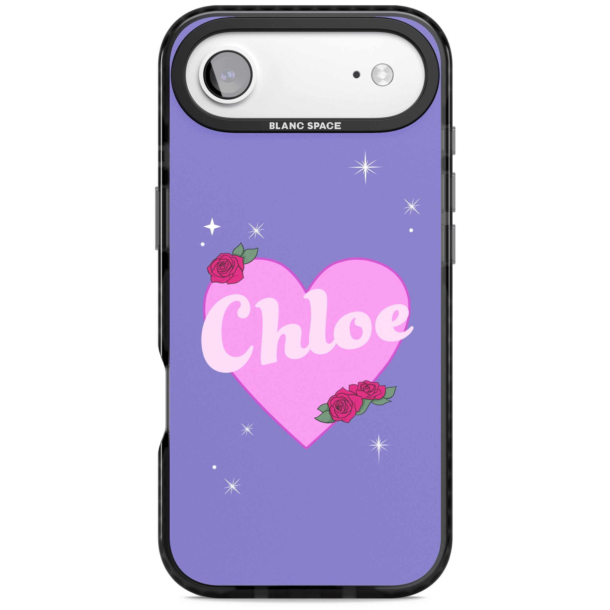 Personalised Glamorous Love Heart iPhone 17 Air Impact Black Phone Case