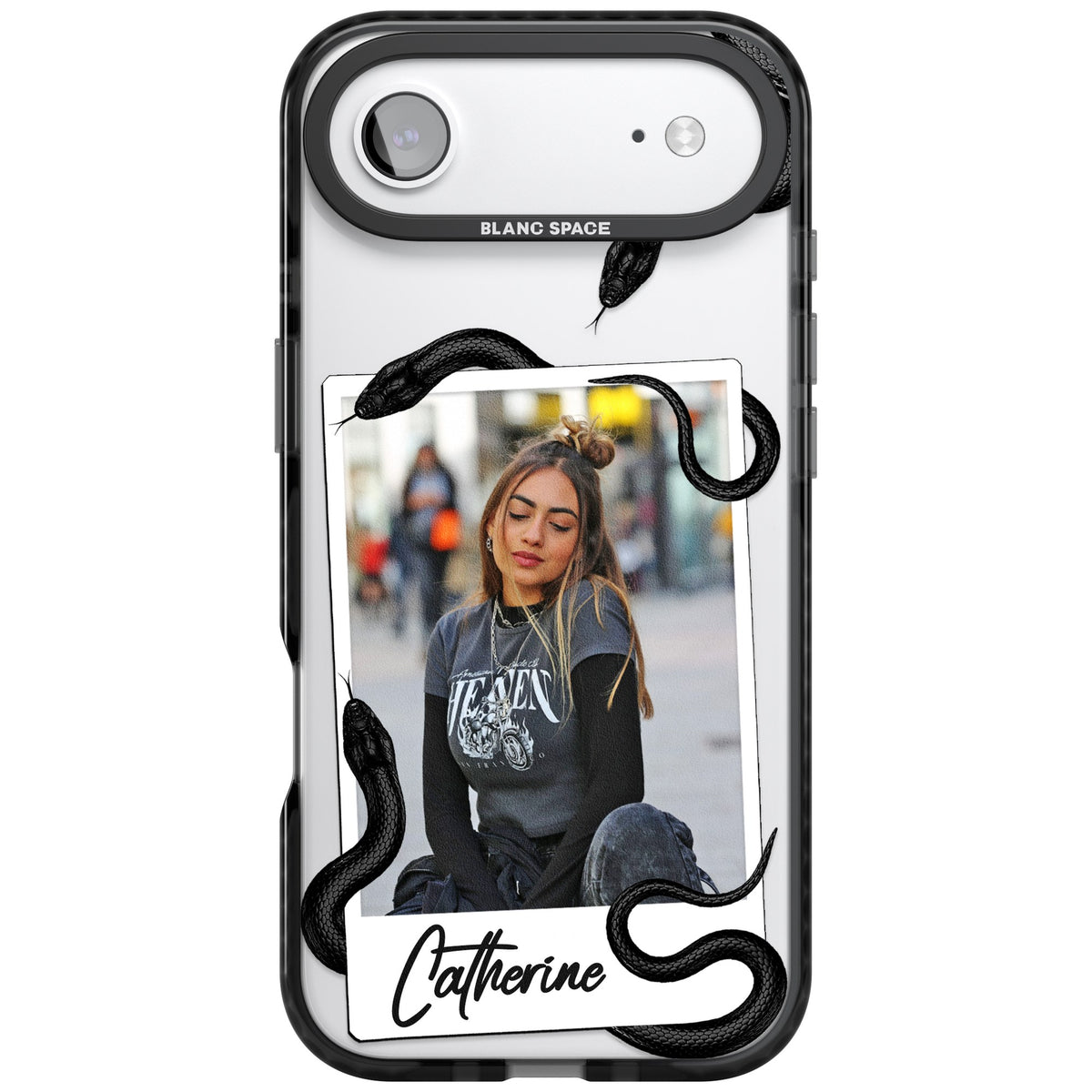 Personalised Snake Instant Photo iPhone Air Impact Black Phone Case front