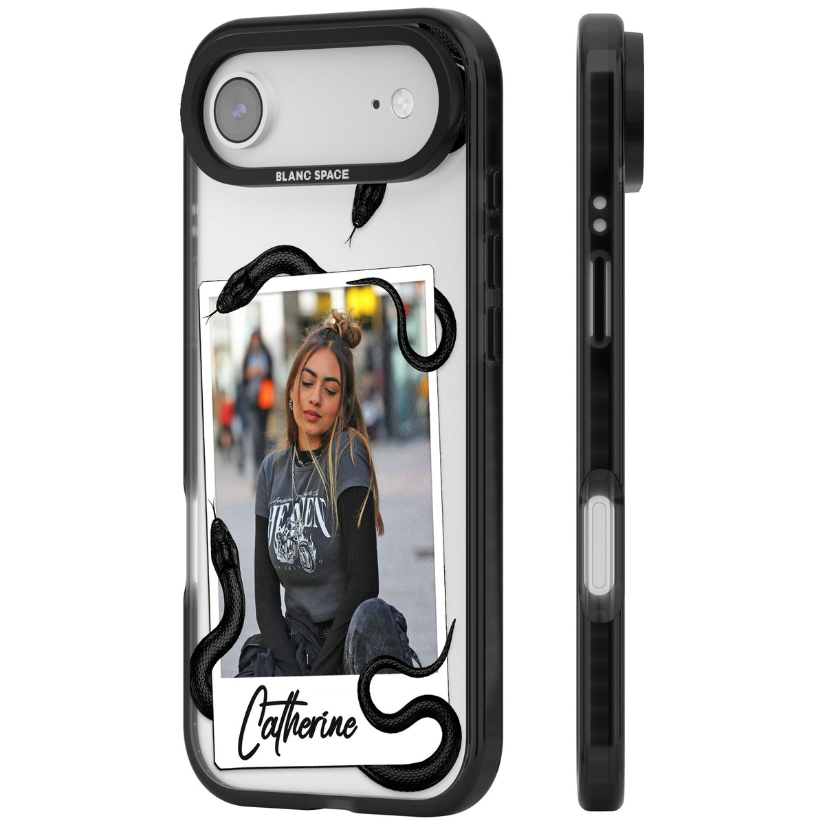 Personalised Snake Instant Photo iPhone Air Impact Black Phone Case side