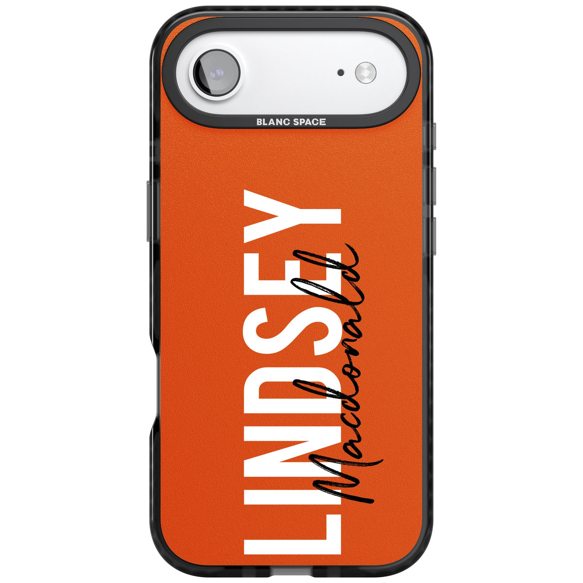 Personalised Bold Name: Orange iPhone Air Impact Black Phone Case front