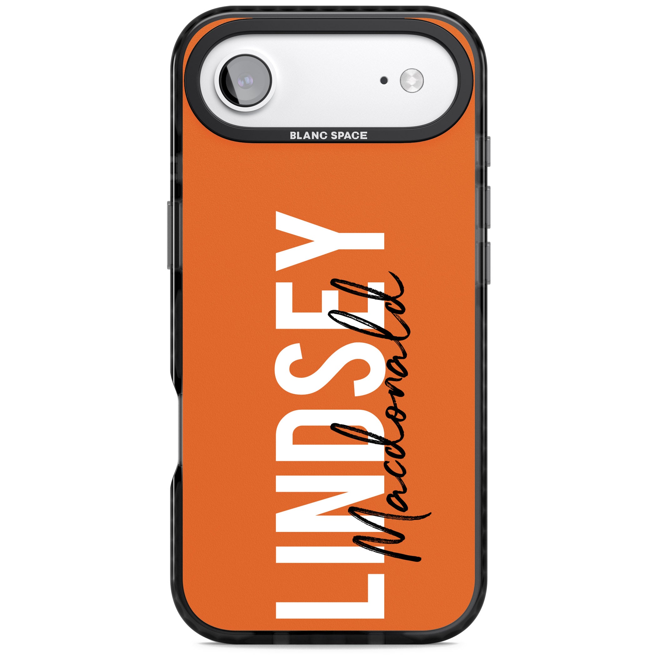Personalised Bold Name: Orange iPhone 17 Air Impact Black Phone Case