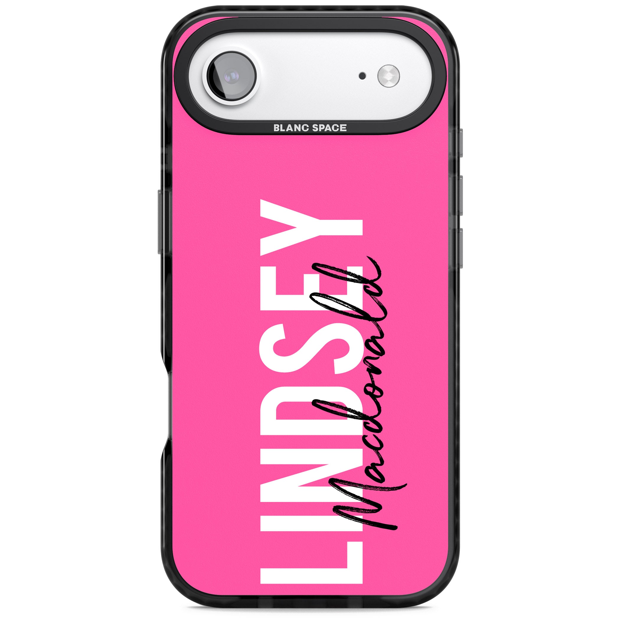 Personalised Bold Name: Pink iPhone 17 Air Impact Black Phone Case