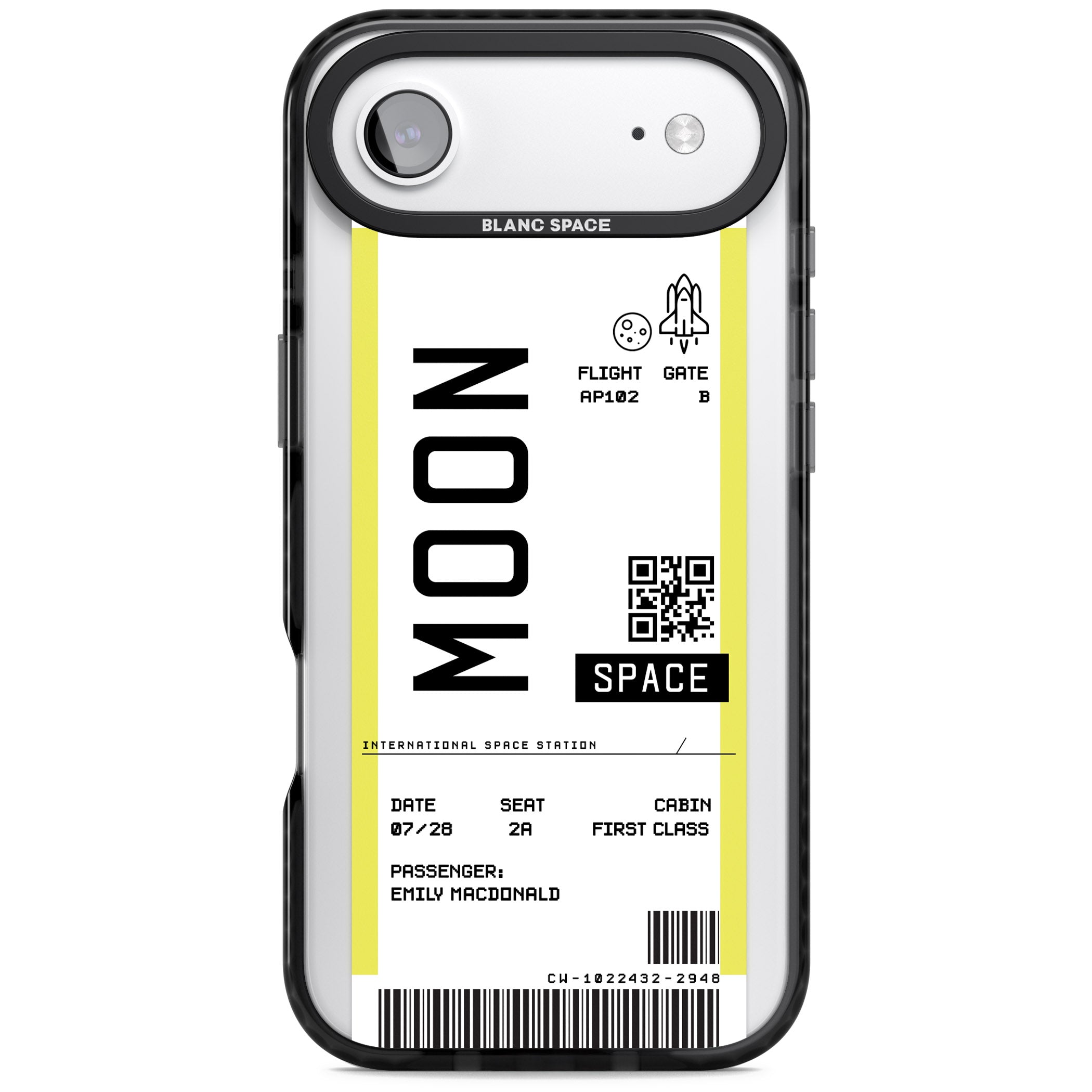Personalised Moon Travel Ticket iPhone 17 Air Impact Black Phone Case