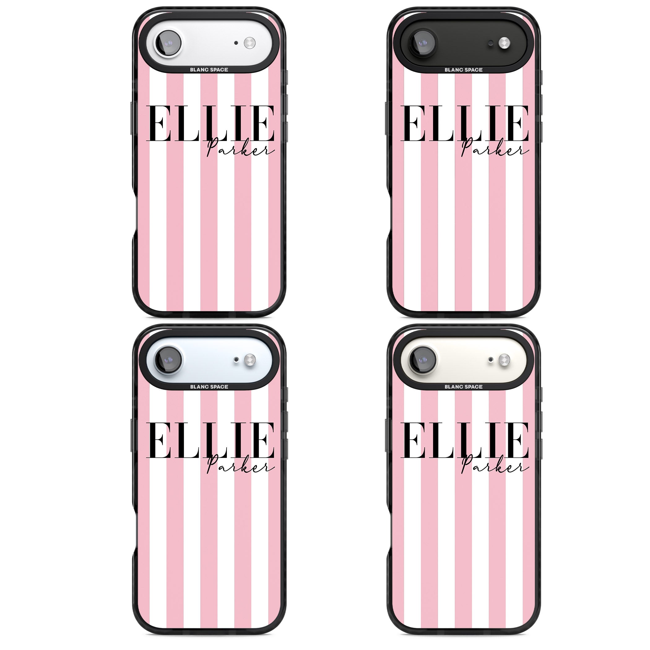 Personalised Pink Stripes iPhone 17 Air Impact Black Phone Case APT Impact Protection