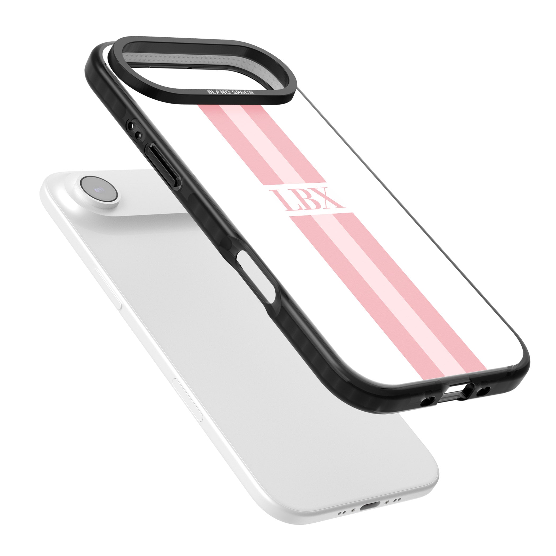 Personalised Minimal Pink Stripe iPhone 17 Air Impact Black Phone Case Colours