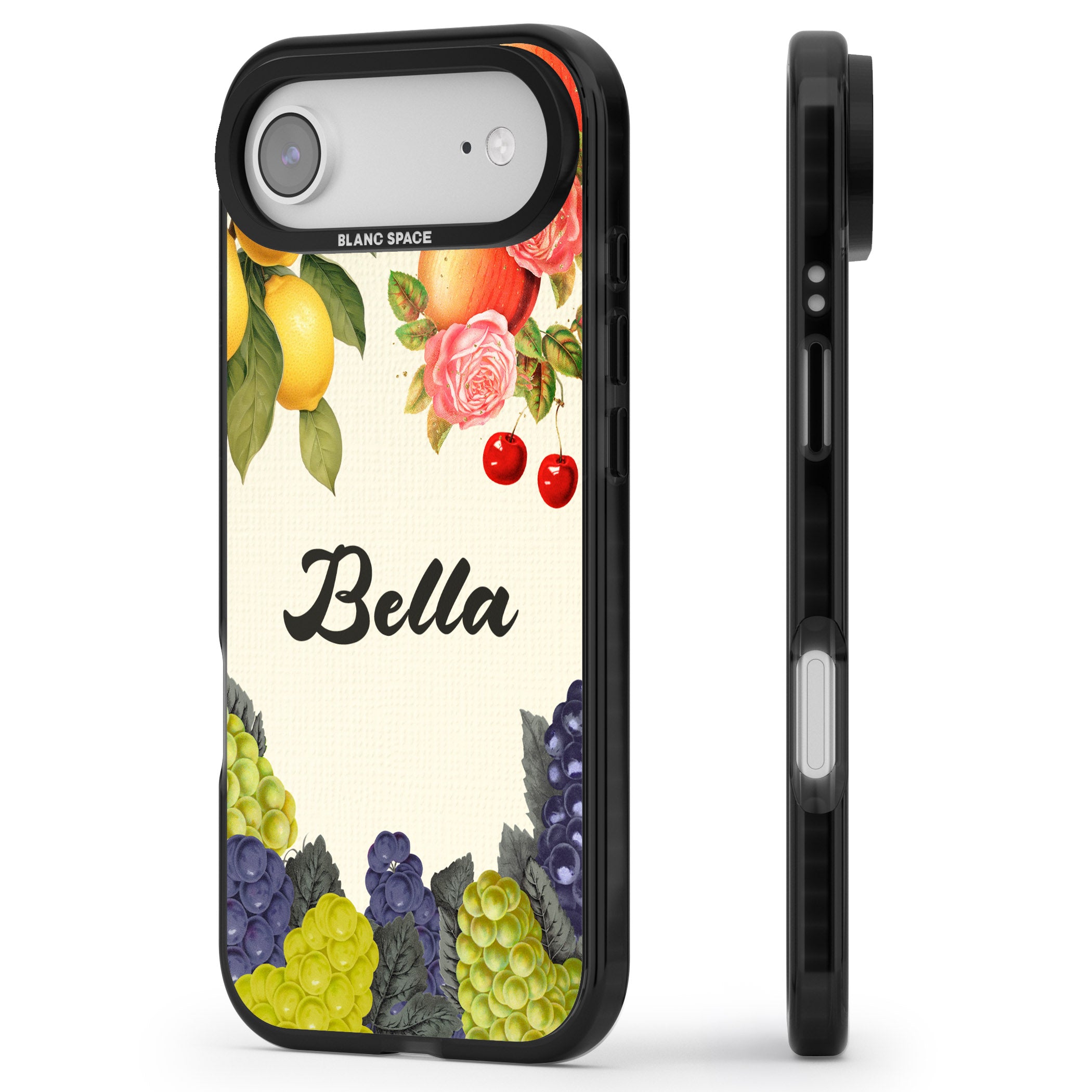 Personalised Vintage Fruits iPhone 17 Air Impact Black Phone Case Side Profile
