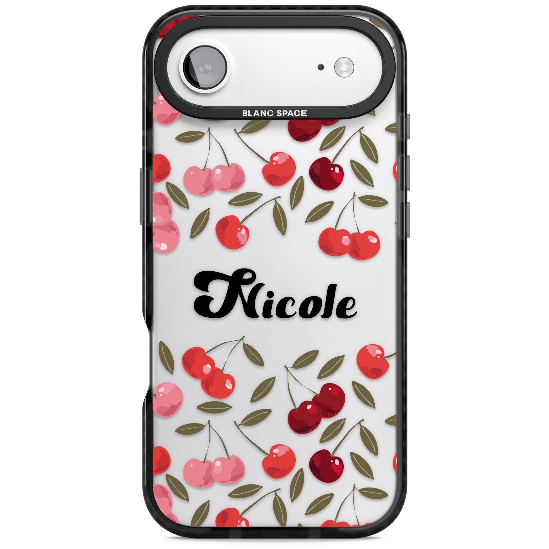 Personalised Cherry Pattern iPhone 17 Air Impact Black Phone Case
