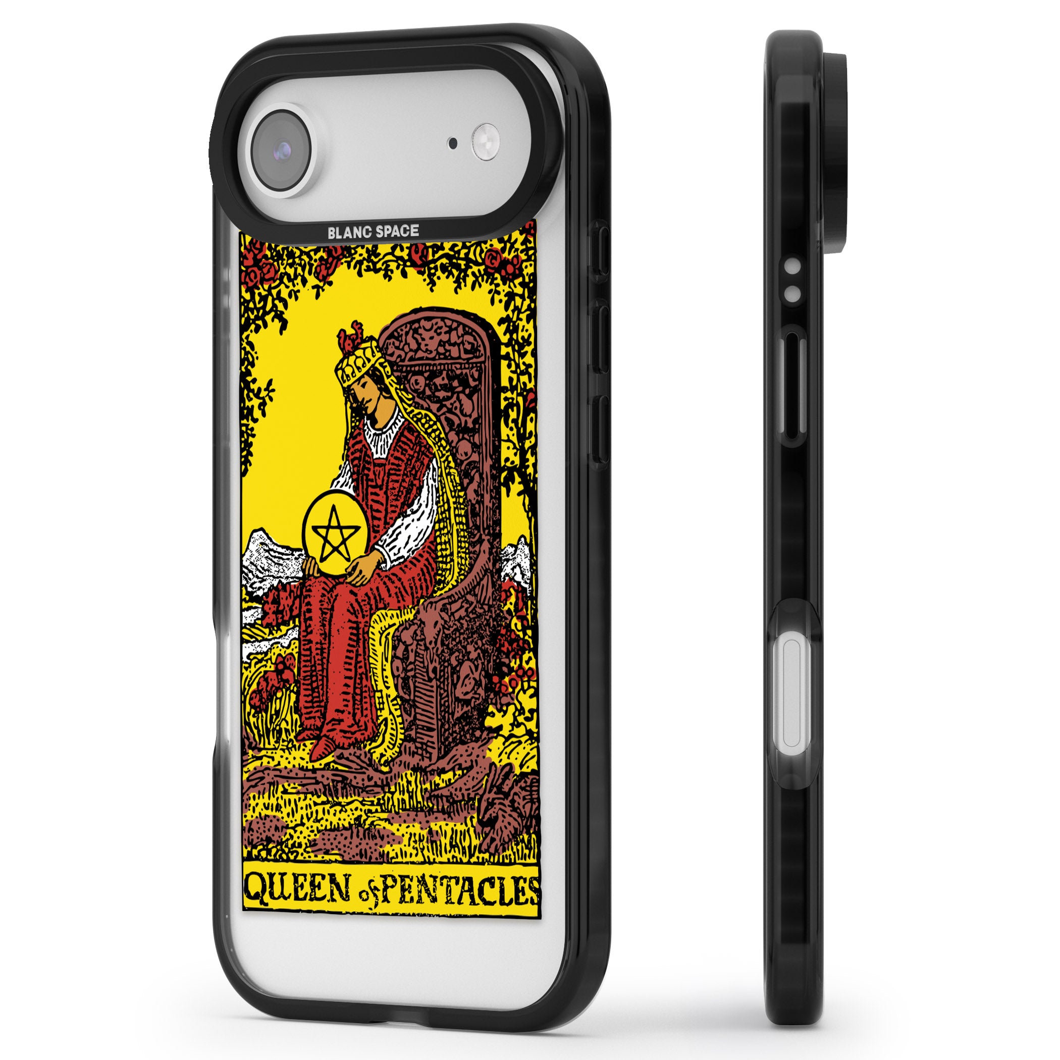 Personalised Queen Of Pentacles Tarot Card (Color) iPhone 17 Air Impact Black Phone Case Side Profile